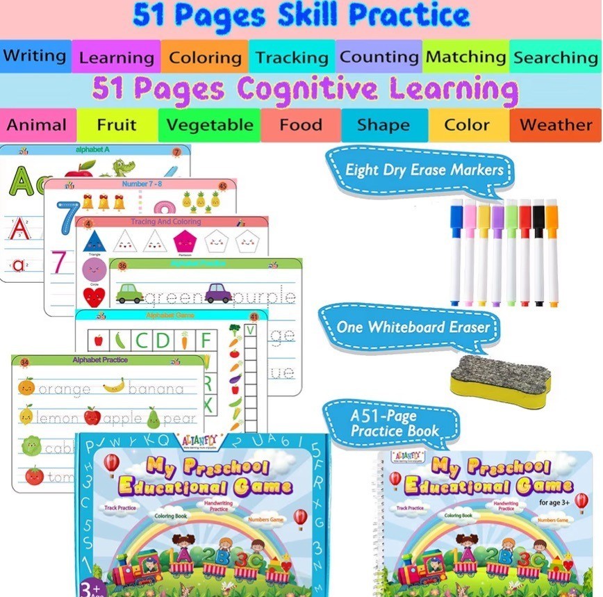Preschool Educational Game Handwriting Tracing Numbers Alphabet Learning Kit toy