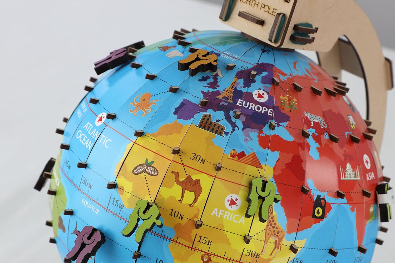 Globe Explorer Wooden Model Engineering STEM Learning Toy for Kids Ages 8 and Up