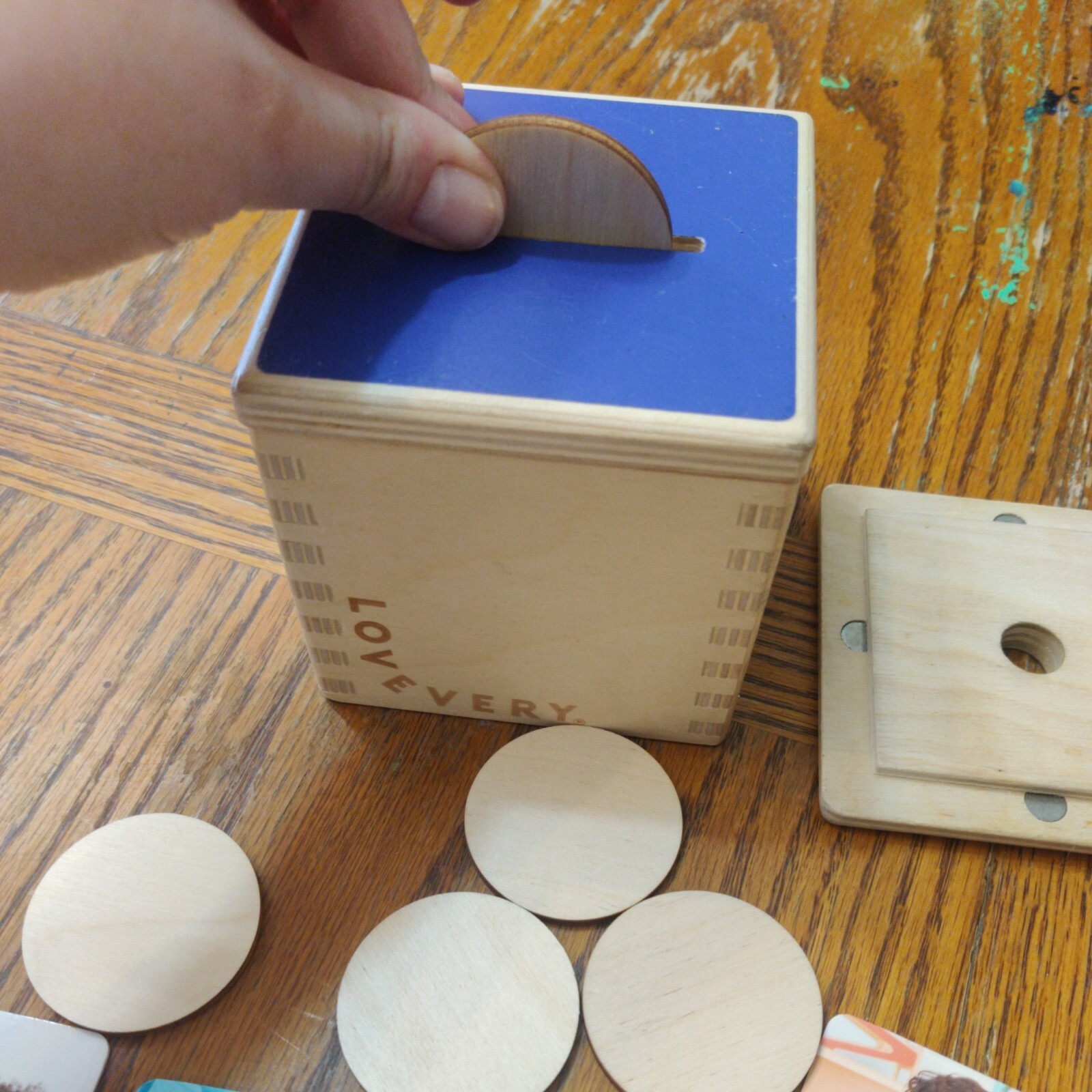 Lovevery Coin Bank Box & Routine Picture Cards GUC