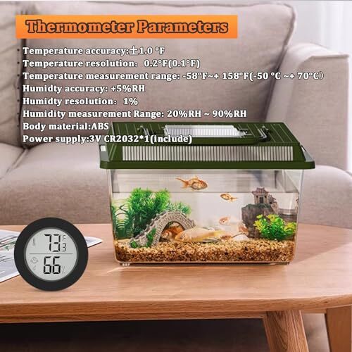 Reptile Tank Accessories Pack Bearded Dragon Tank Thermometer Full 2 Black