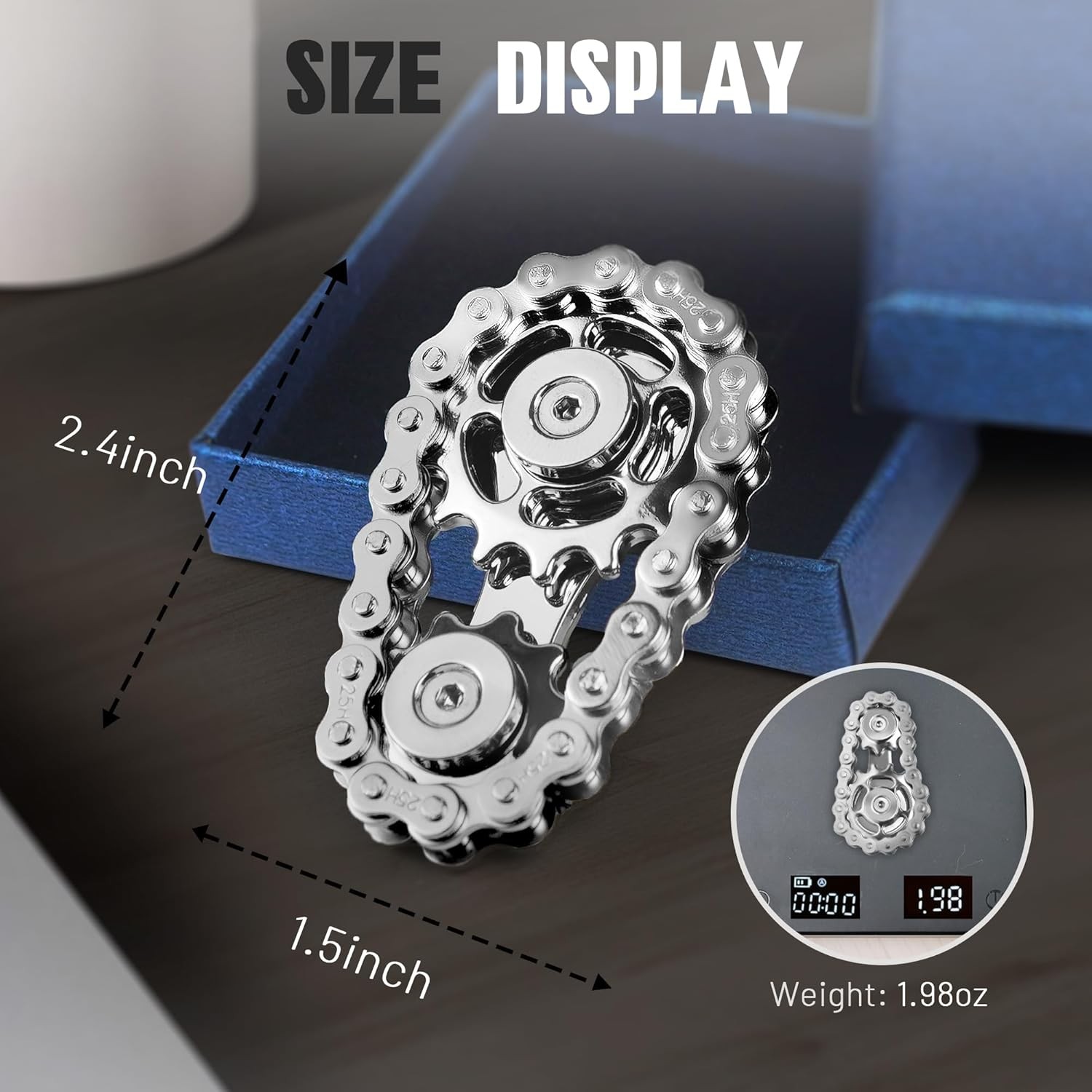 Metal Fidget Bike Chain Toy, Stress Relief Sensory Gadget for Adults Teens