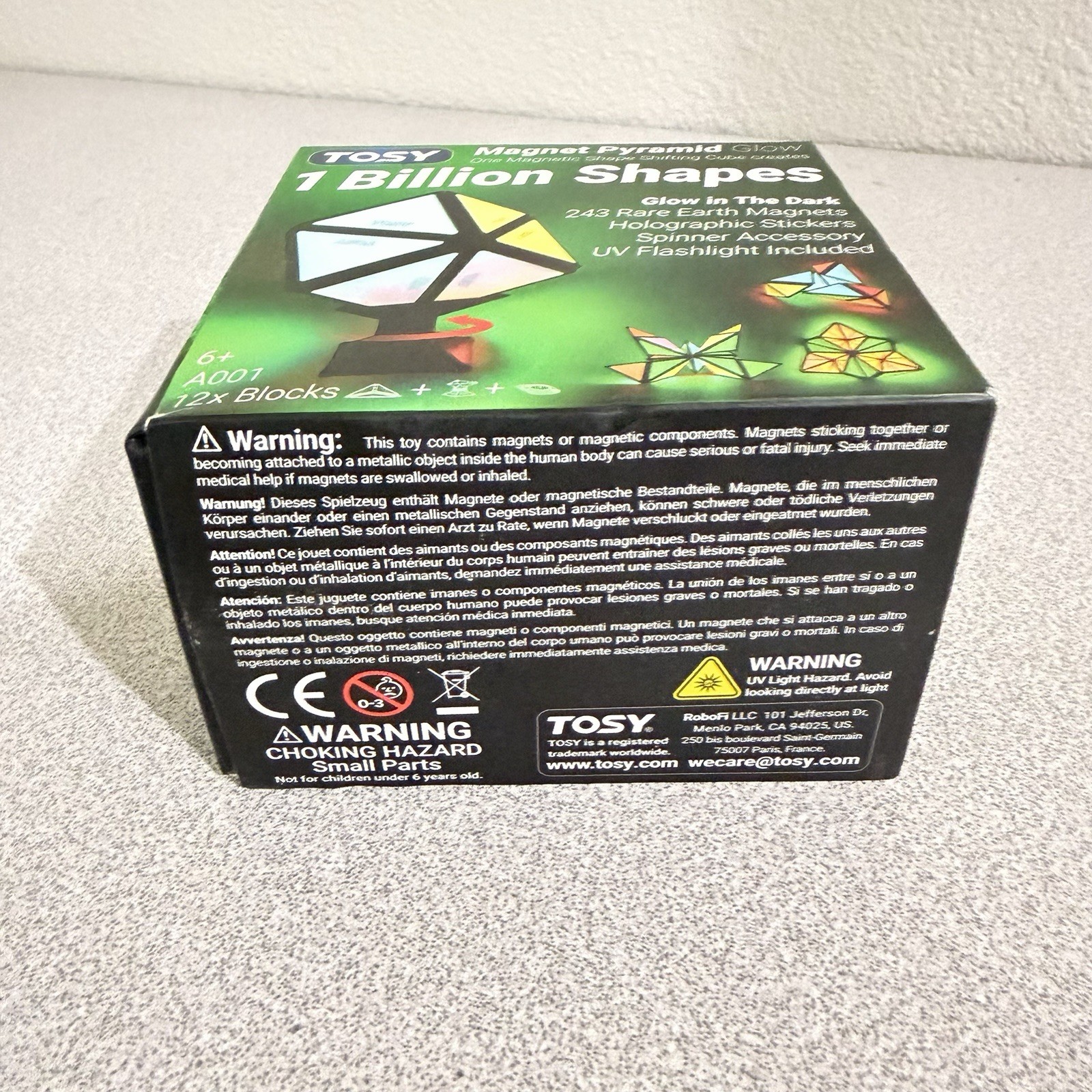 TOSY Magnet Pyramid Glow 1 Cube Transforms 1 Billion Shapes UV Butterfly Puzzle!