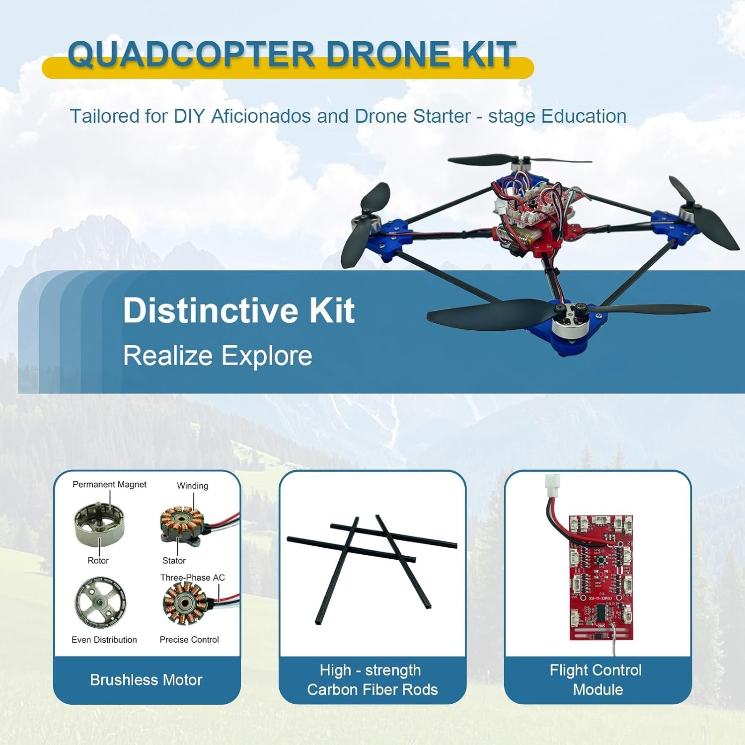 Quadrotor Drone DIY Kit: A Unique STEM Project with Brushless Motor, Optical …