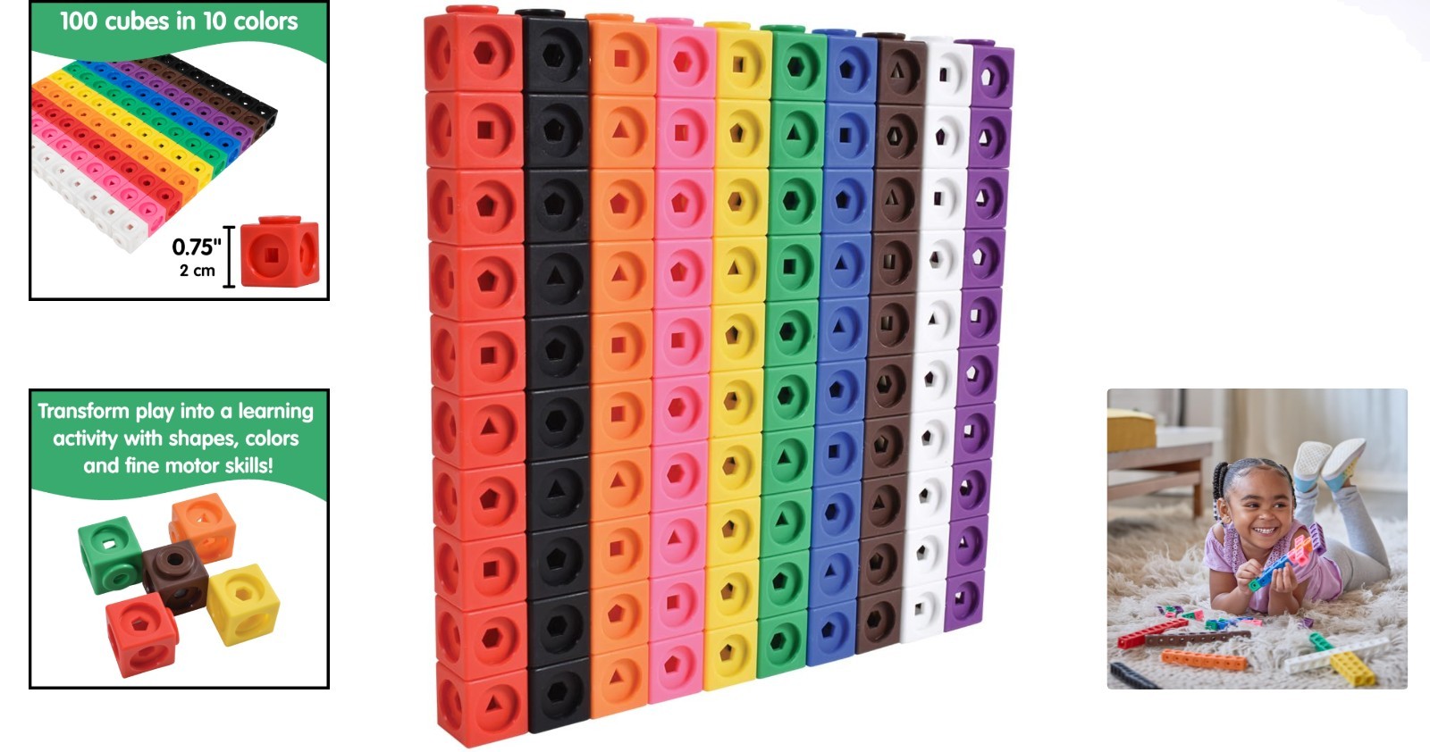 Educational 100-Square Math Cubes with Shapes | Perfect for Preschool Learning