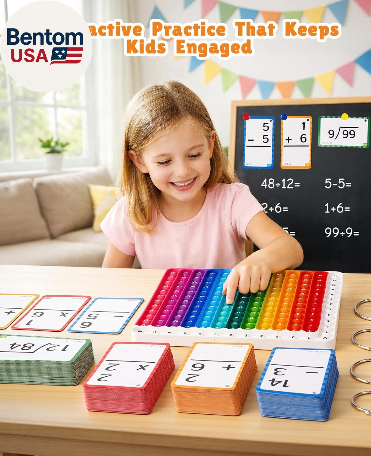 Math Flash Cards and Chart for Kids Ages 4-8, 288 Double-Sided Flash Cards for A