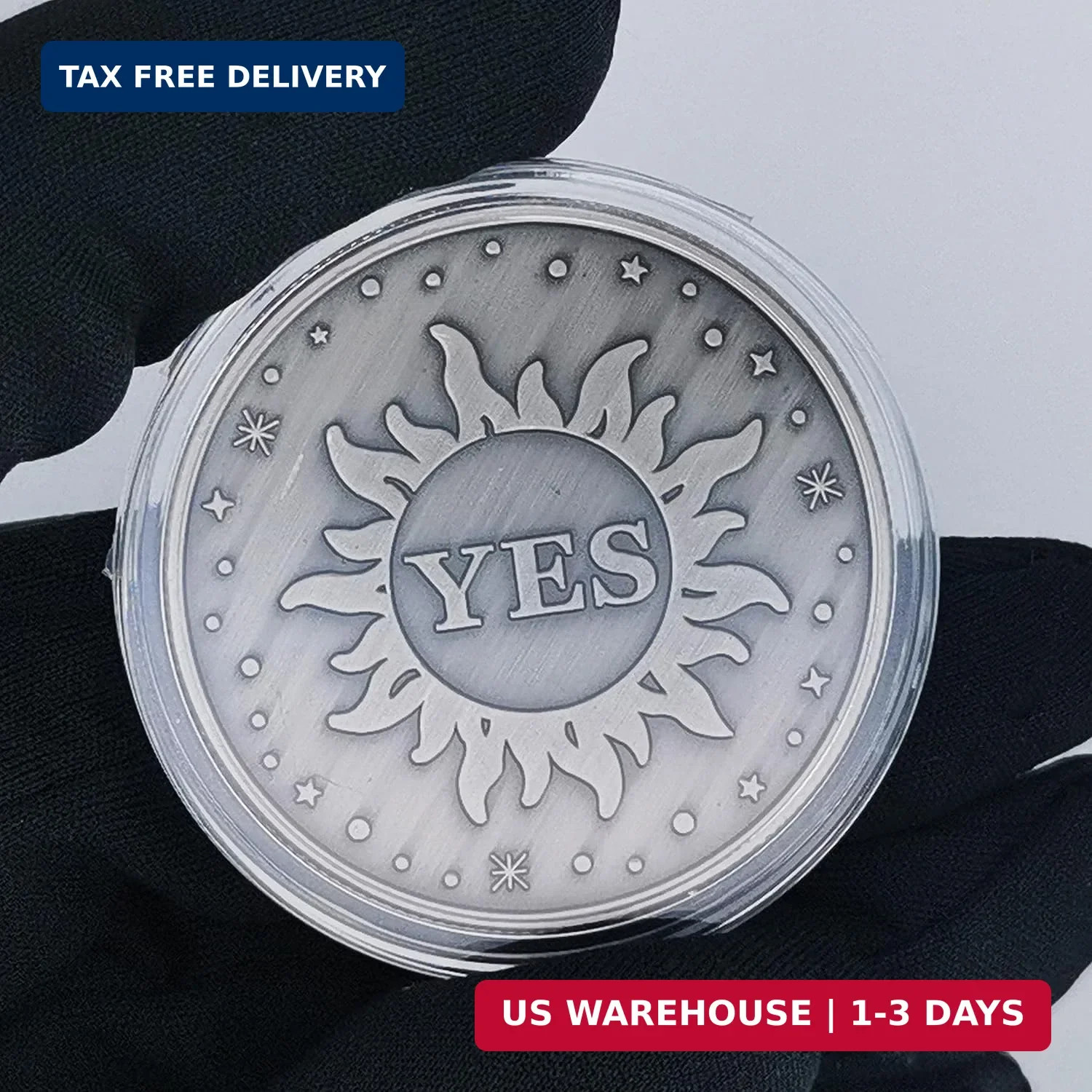 Decision Making Challenge Coin – Yes and No Design with Sun and Moon Motifs – Fu