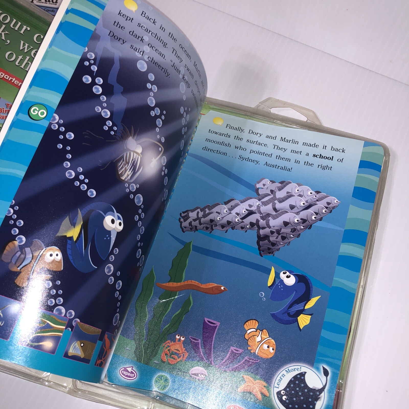 Lot Of 2 LeapFrog LeapPad Leap and the Lost Dinosaur Finding Nemo 1st Grade/115j