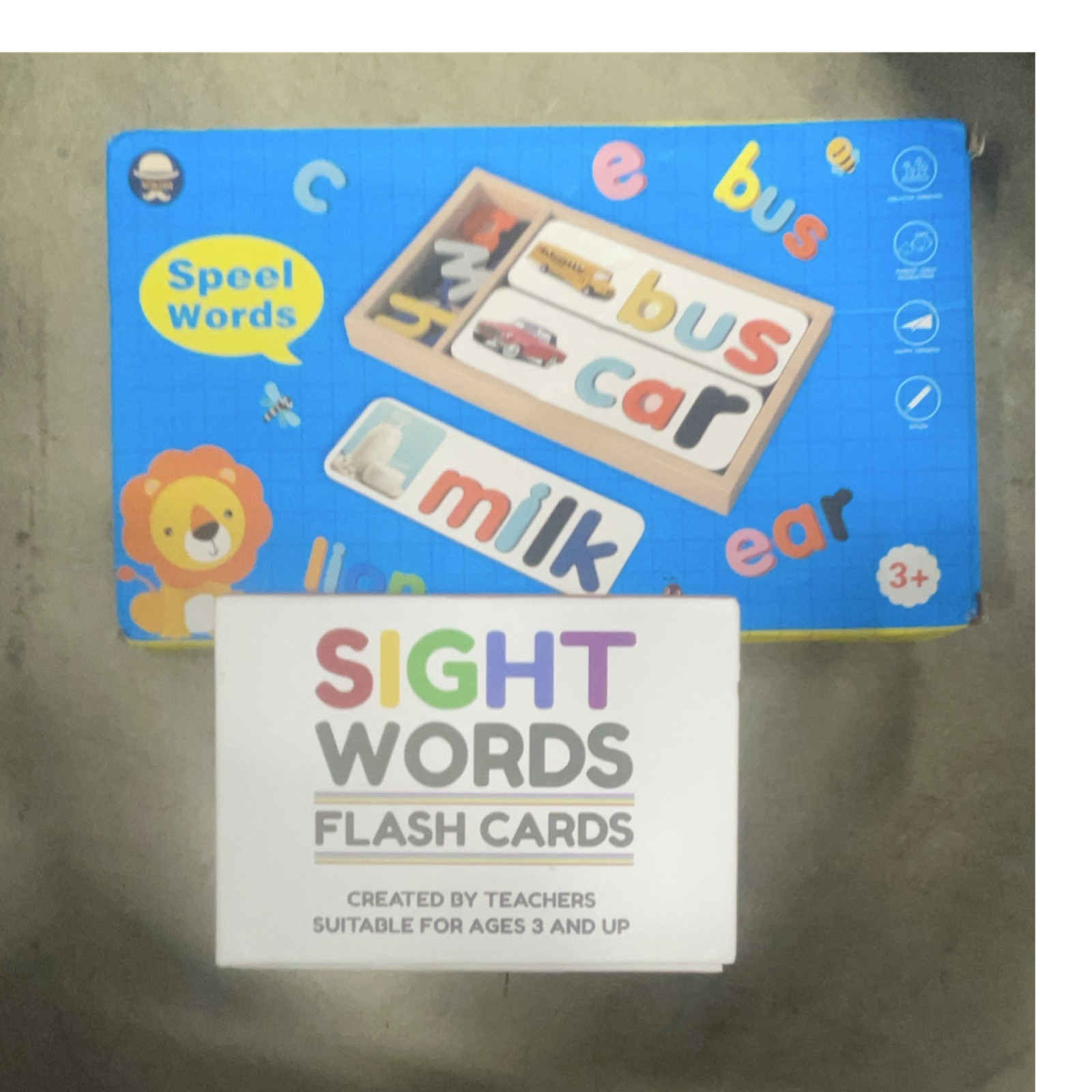 Sight Words Flash Cards & Wooden Spelling Puzzle Set Ages 3+ Educational Toy
