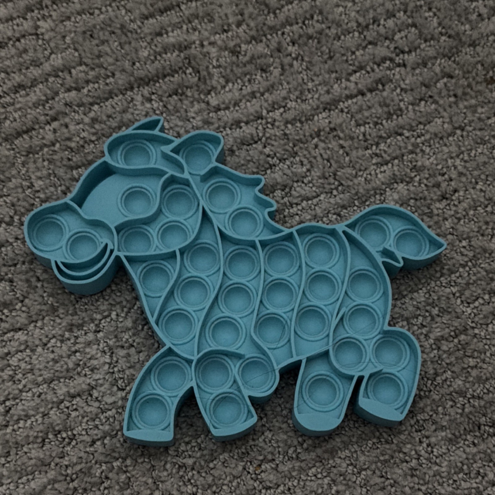 Horse-Shaped Blue Pop-It Tactile Sensory Toy for Ages 3-4, 4-7, 8-11 Years