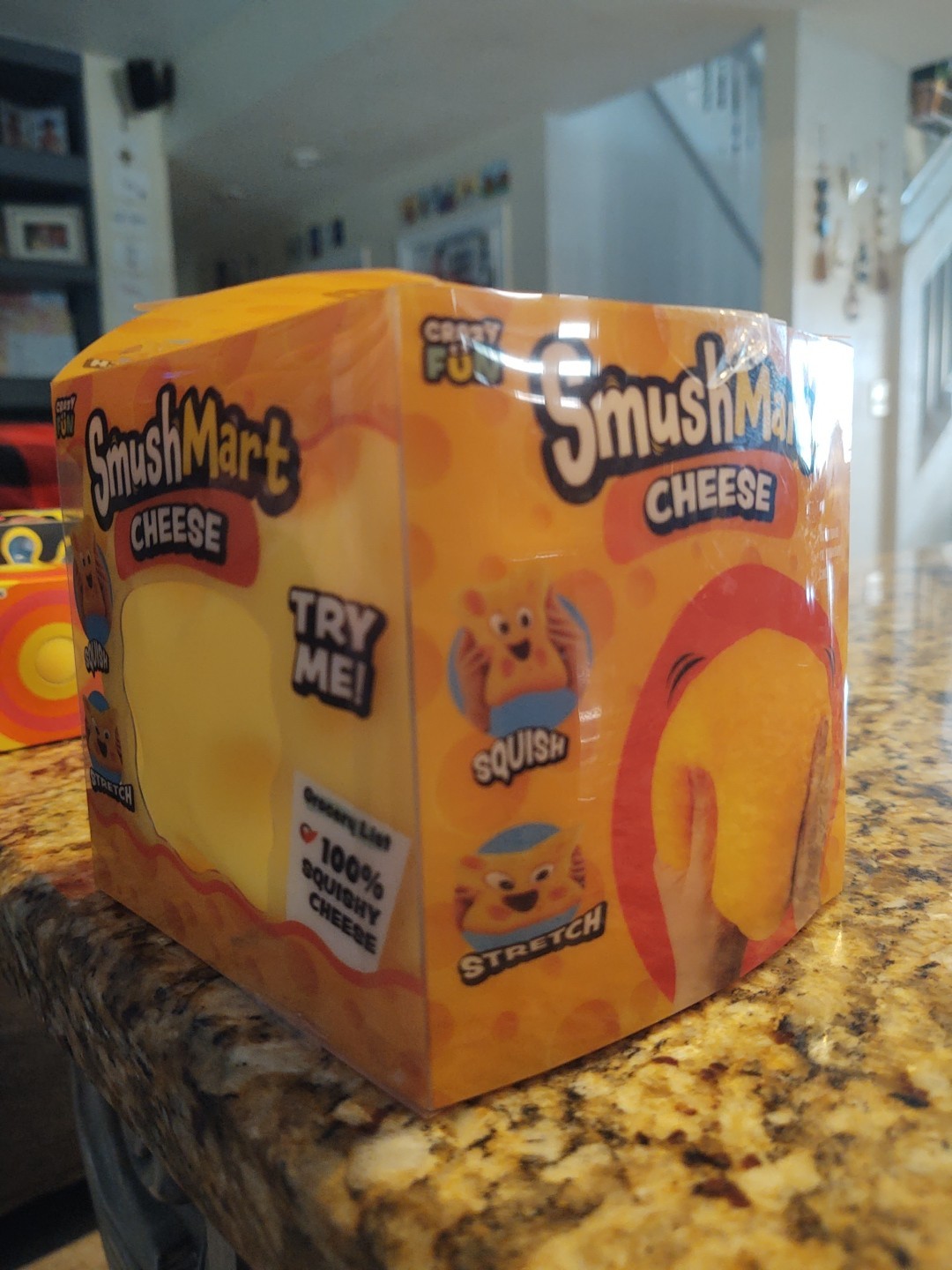 NEW Crazy Fun Smush Mart XL Cheese Squishy Toy – Food Fidget Squeeze Stress Ball