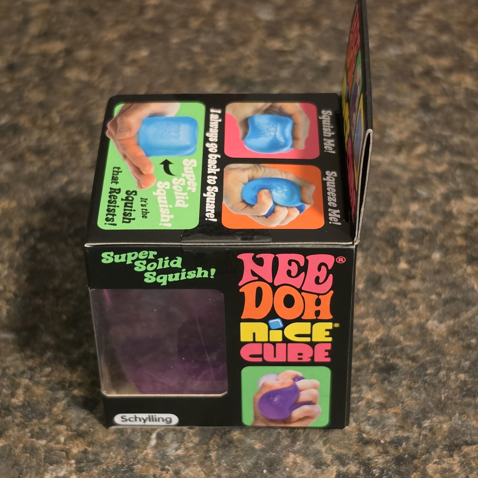 Schylling NeeDoh Nice Cube Purple Stress Ball Sensory Toy Square Shape New