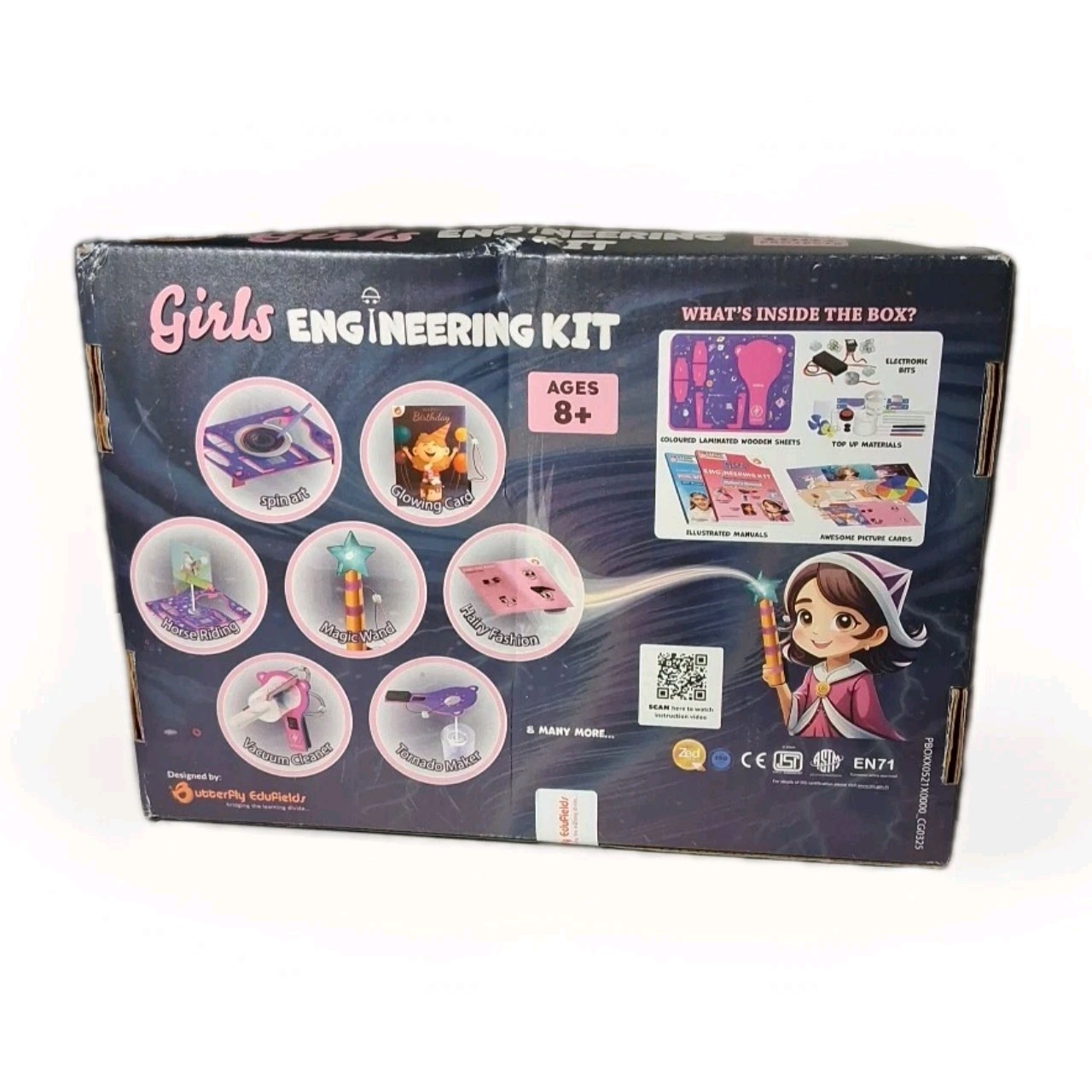 Girls Engineering Kit ~ 100+ STEM Projects for Ages 8+ Butterfly Edufields NEW