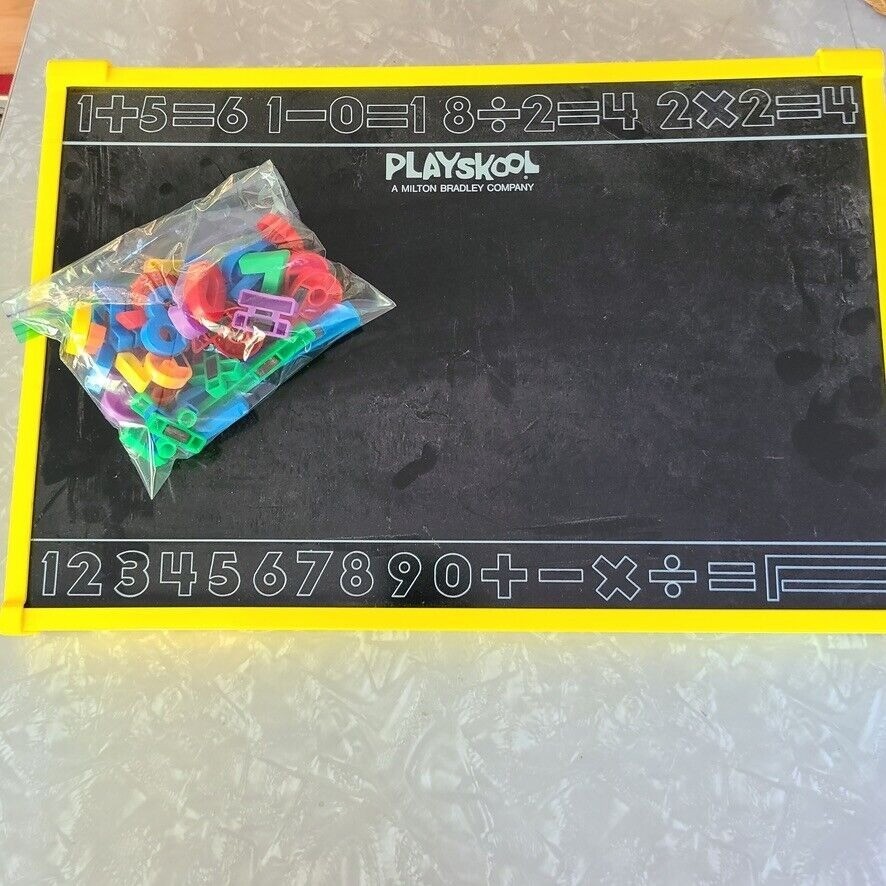Vintage 1971 Playskool Deskette Magnetic Desk Numbers Letters Alphabet Box