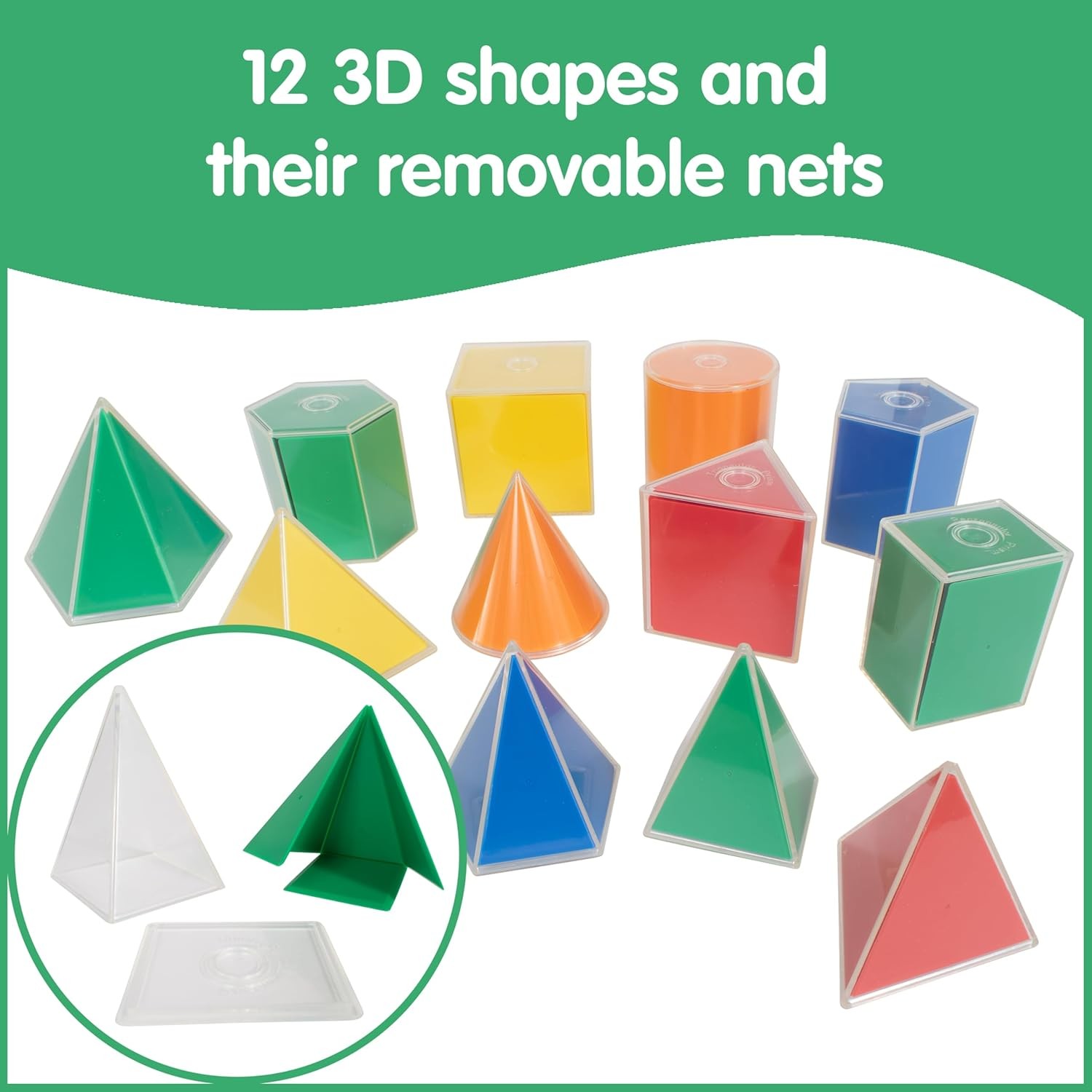 edxeducation 2D3D Geometric Solids | Set of 24 | 12 Shapes and 12 Folding…