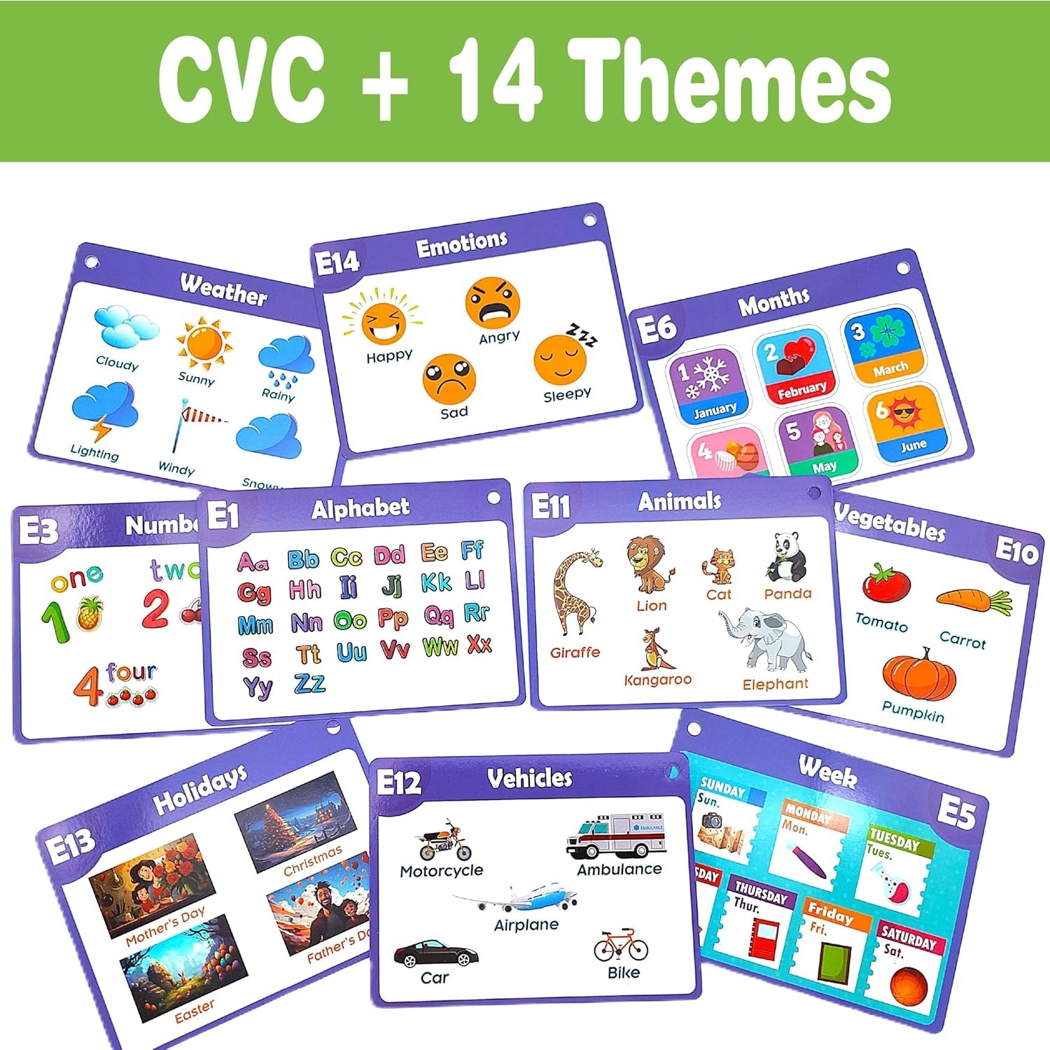 70PCS Phonics CVC Flash Cards Set 20 Phonic Stages Bonus 10 Life Skill Cards …