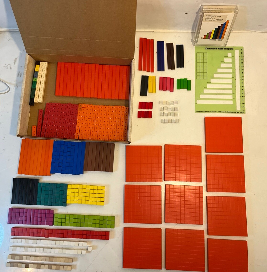 Cuisenaire Powers Of 10 Blocks Math Manipulatives & Projector Rods 539 pcs Lot