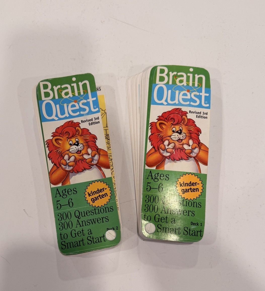 Brain Quest Kindergarten Revised 3rd Edition Decks 1 & 2 Ages 5-6 300 Questions