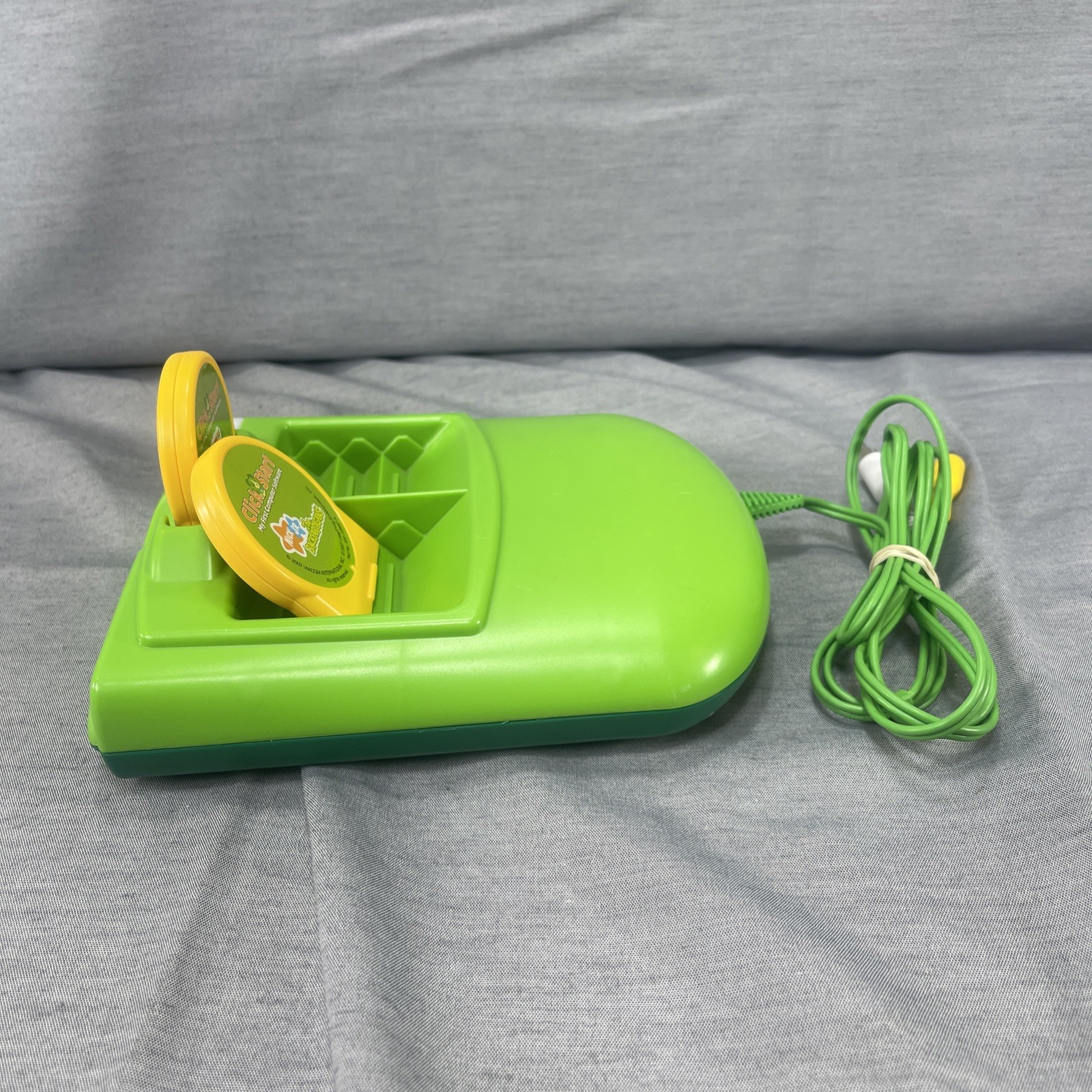 LeapFrog Click Start My First Computer Console green w/ 2 games cartridges READ