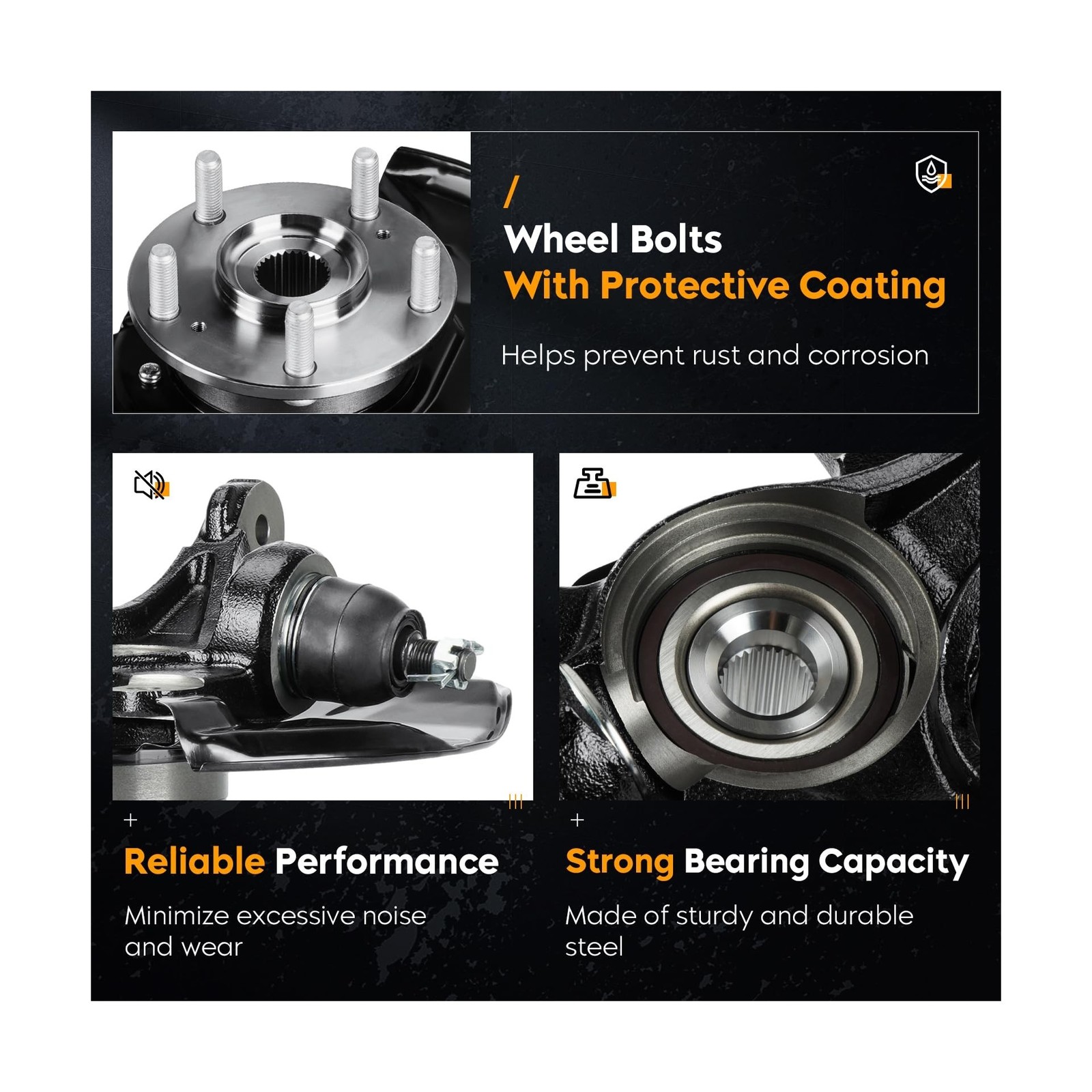 Front Right Steering Knuckles & Wheel Bearing Hub Assembly for Honda Accord 2…