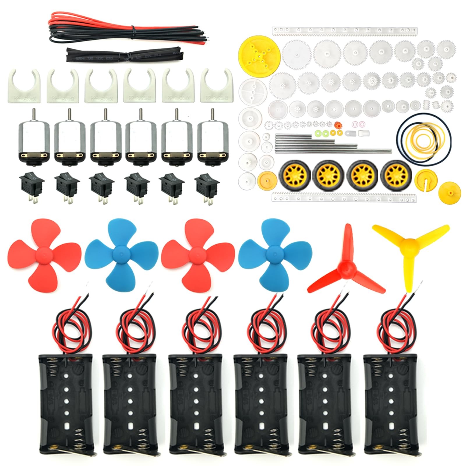 6 Set Rectangular Mini Electric 1.5-3V 24000RPM DC Motor with 84 Pcs Plastic …