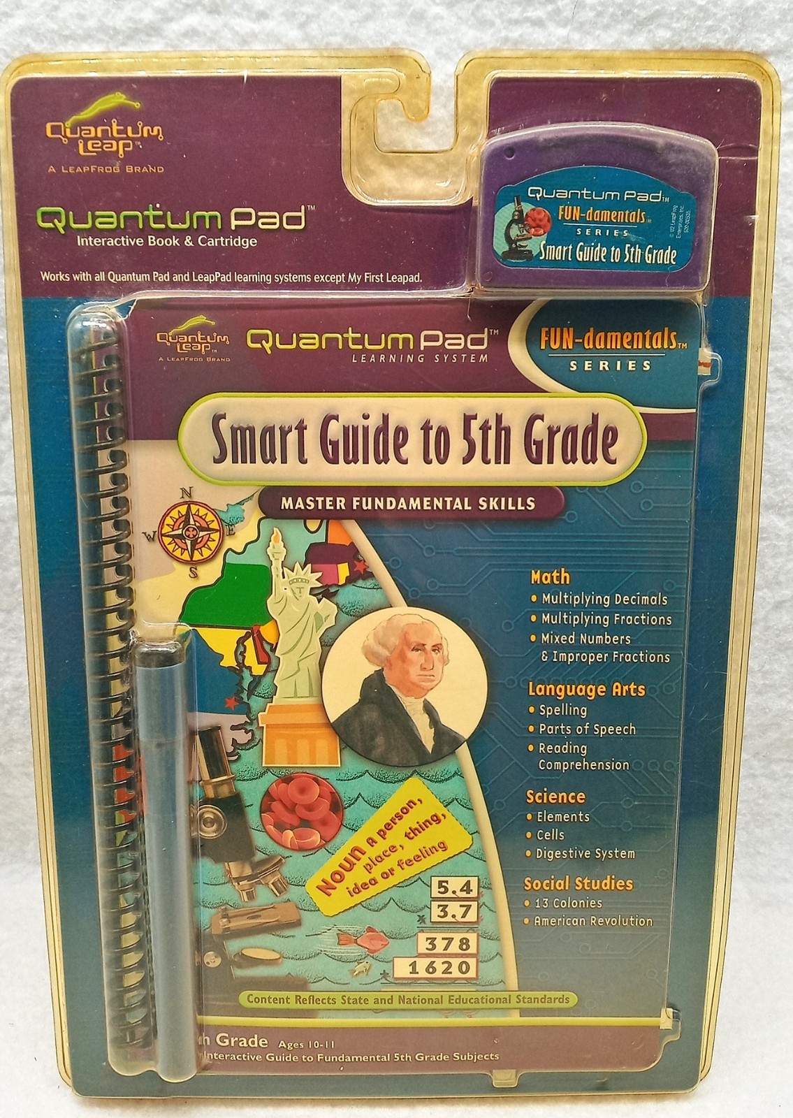 Quantum Leap Quantum Pad and a Leap Frog Lot of 3 Books Cartridges Ages 6-11