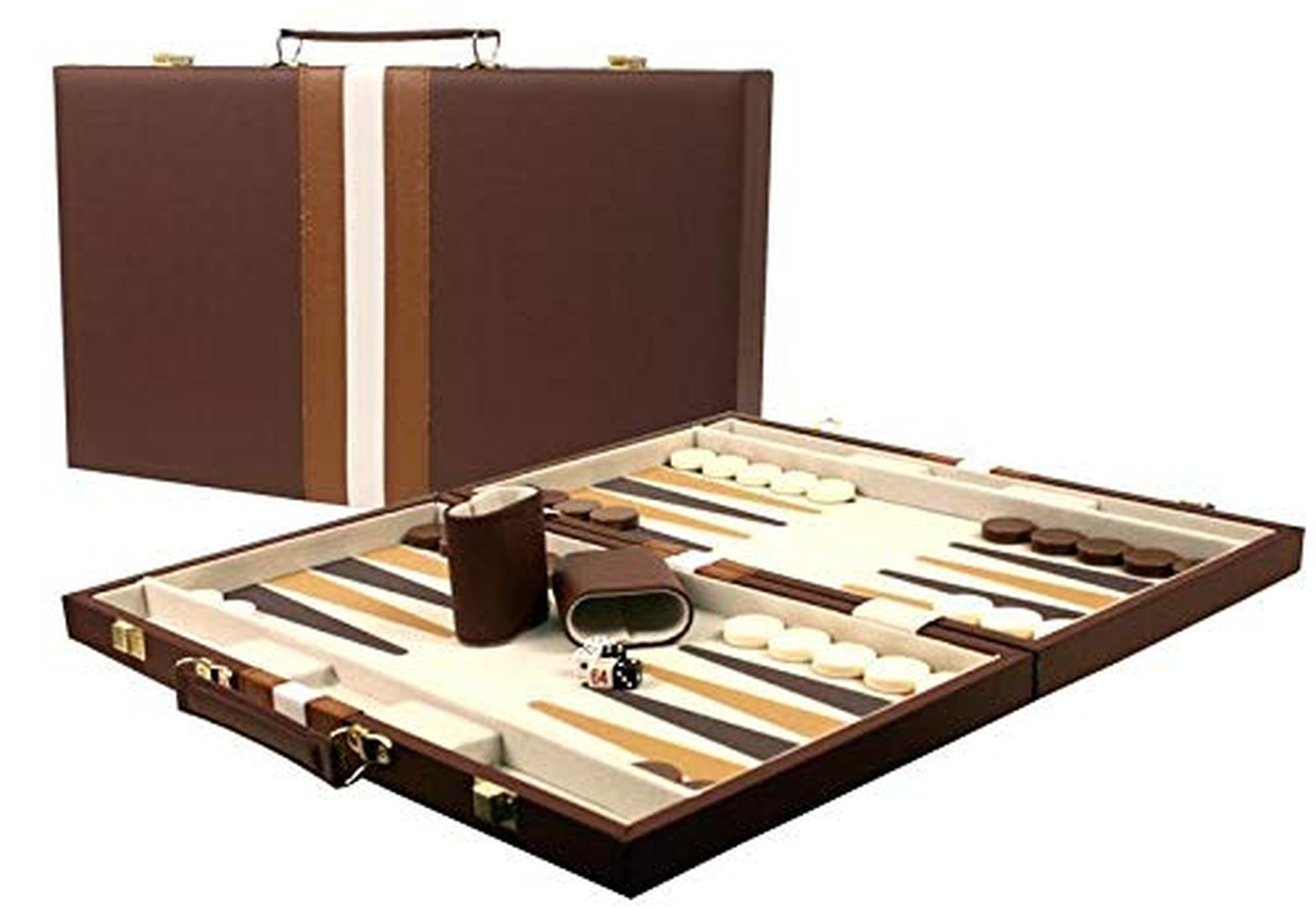 DA VINCI 16 Inch Brown Leatherette Backgammon Set