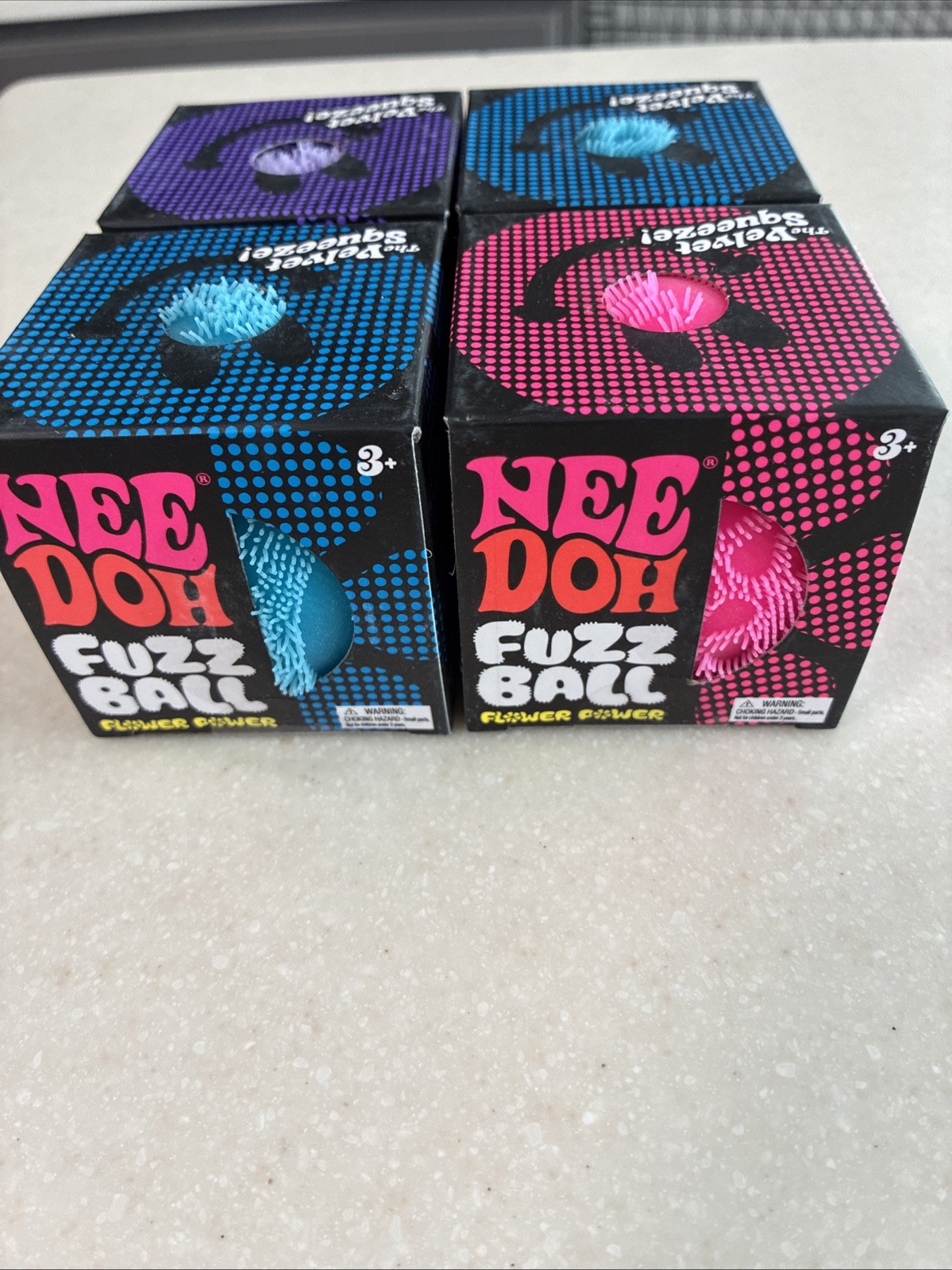 LOT OF 4: Nee Doh FUZZ BALL Flower Power The Velvet Squeeze-🔥FREE SHIPPING🔥