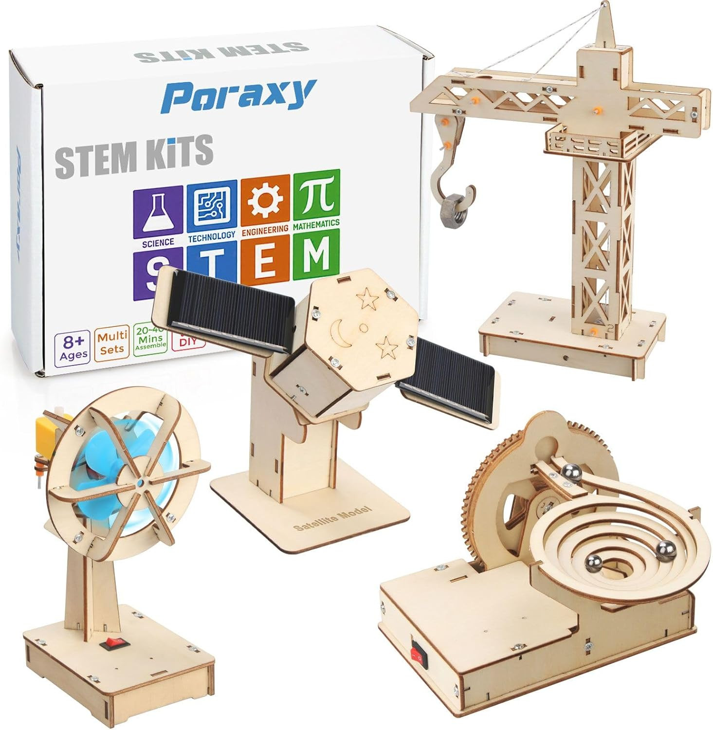 4 in 1 STEM Kits, STEM Projects for Kids Ages 8-12, Assembly 3D Wooden Puzzles,