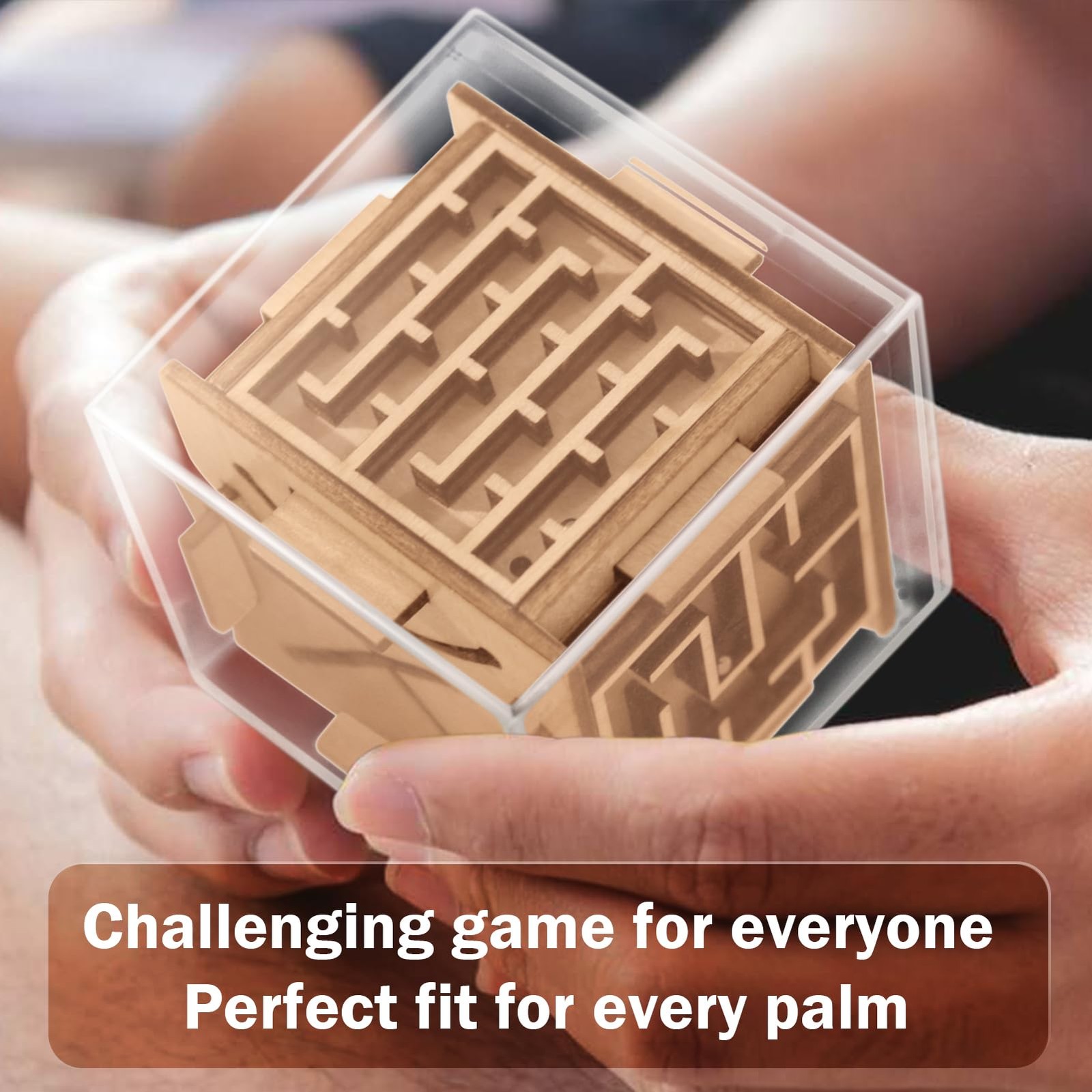 6-Sided Wooden Game Fidget Puzzle Cube Brain Teaser Toy For Kids And Adults