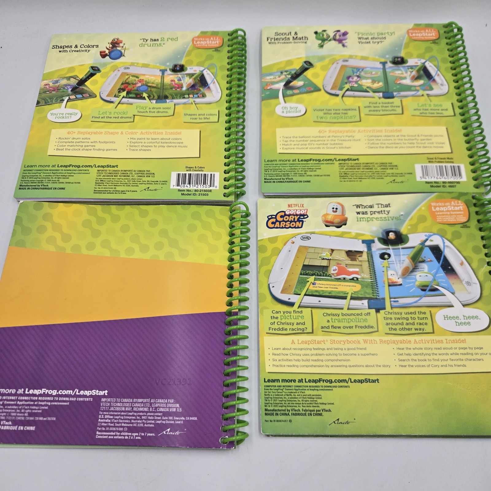 Lot Of 4 LeapFrog LeapStart interactive Books 3- Levels 1 , 1- Level 1-3