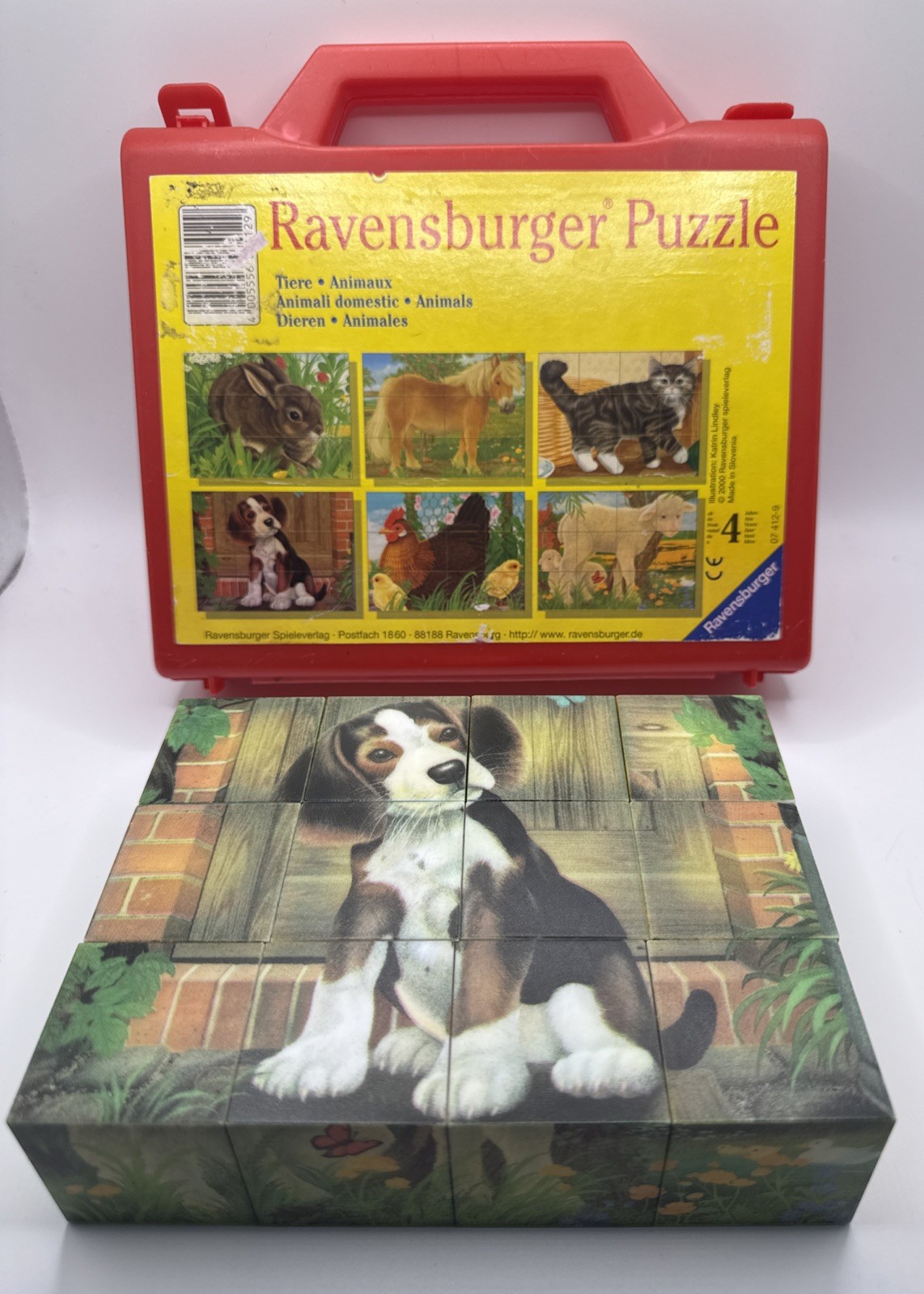 Ravensburger Farm Animals Six Sided Cube Blocks Puzzle With Carry Case 2006