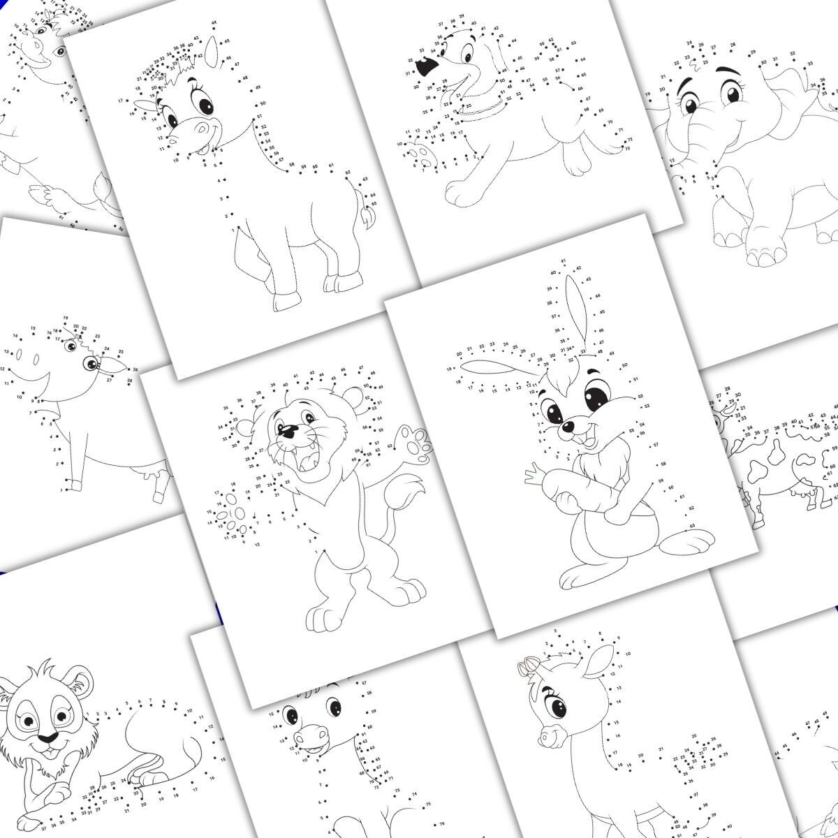 50 Animal Dot-to-Dot Printable Activity Pages for Kids