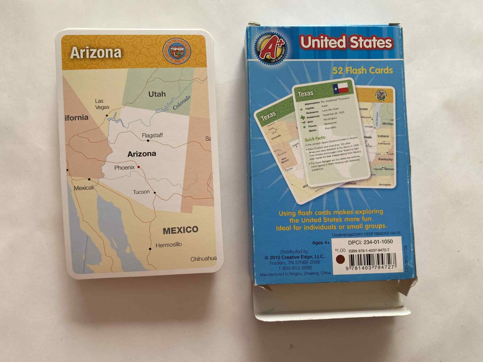 A+ Flash Cards by Creative Edge – Explore United States 52 flash cards VERY GOOD