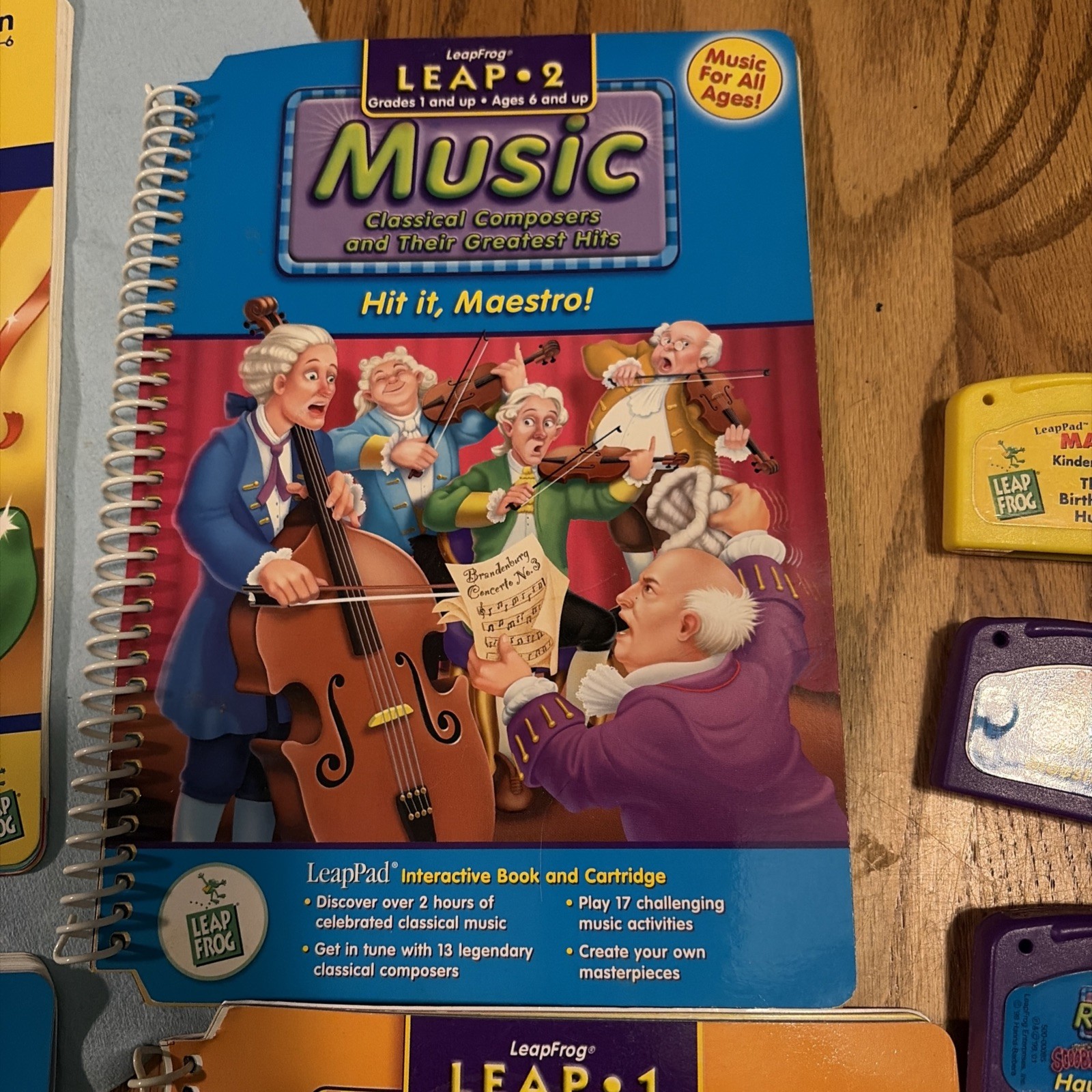 LeapFrog Level 1&2 Books With Cartridges Lot Of 4-Music-Reading-math