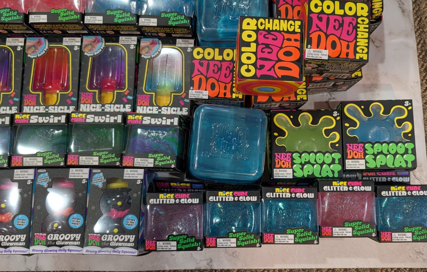 Needoh Lot of 100: Nice-Sicle, Nice Cubes, Groovy Glowman, Jelly Squish, MORE!!