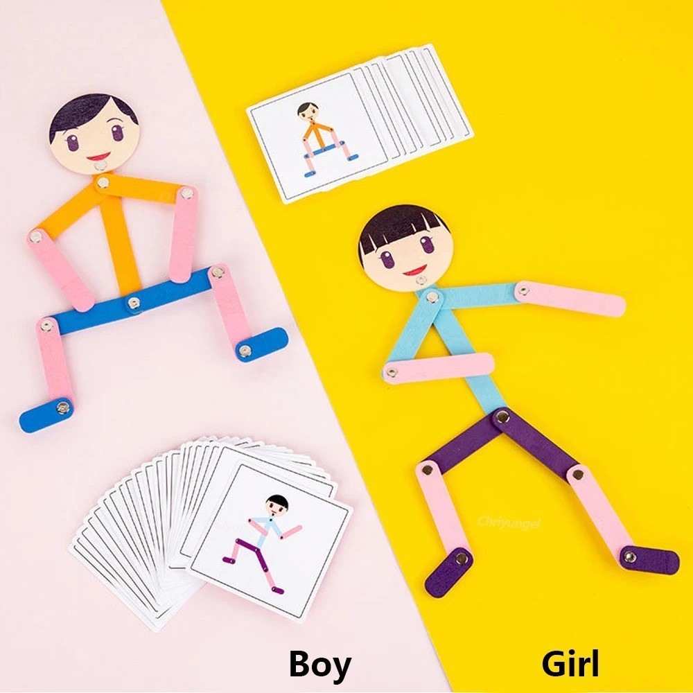 Sport Wooden Man Material DIY Puzzle Toys Boards Educational Game
