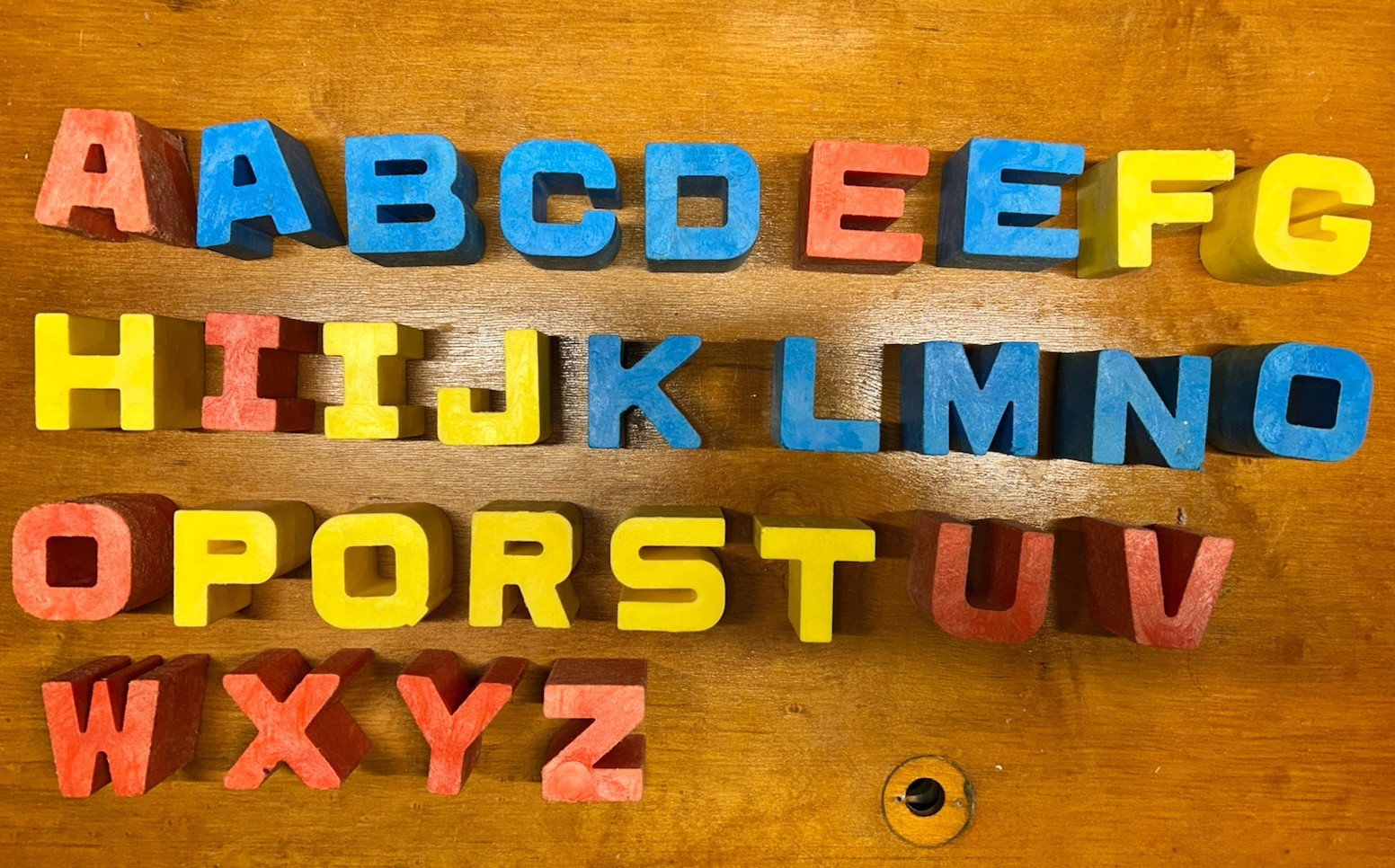 VTG 1971 Mattel Tuff Stuff ABC Blocks Complete Alphabet Bucket 30 2″ Letters