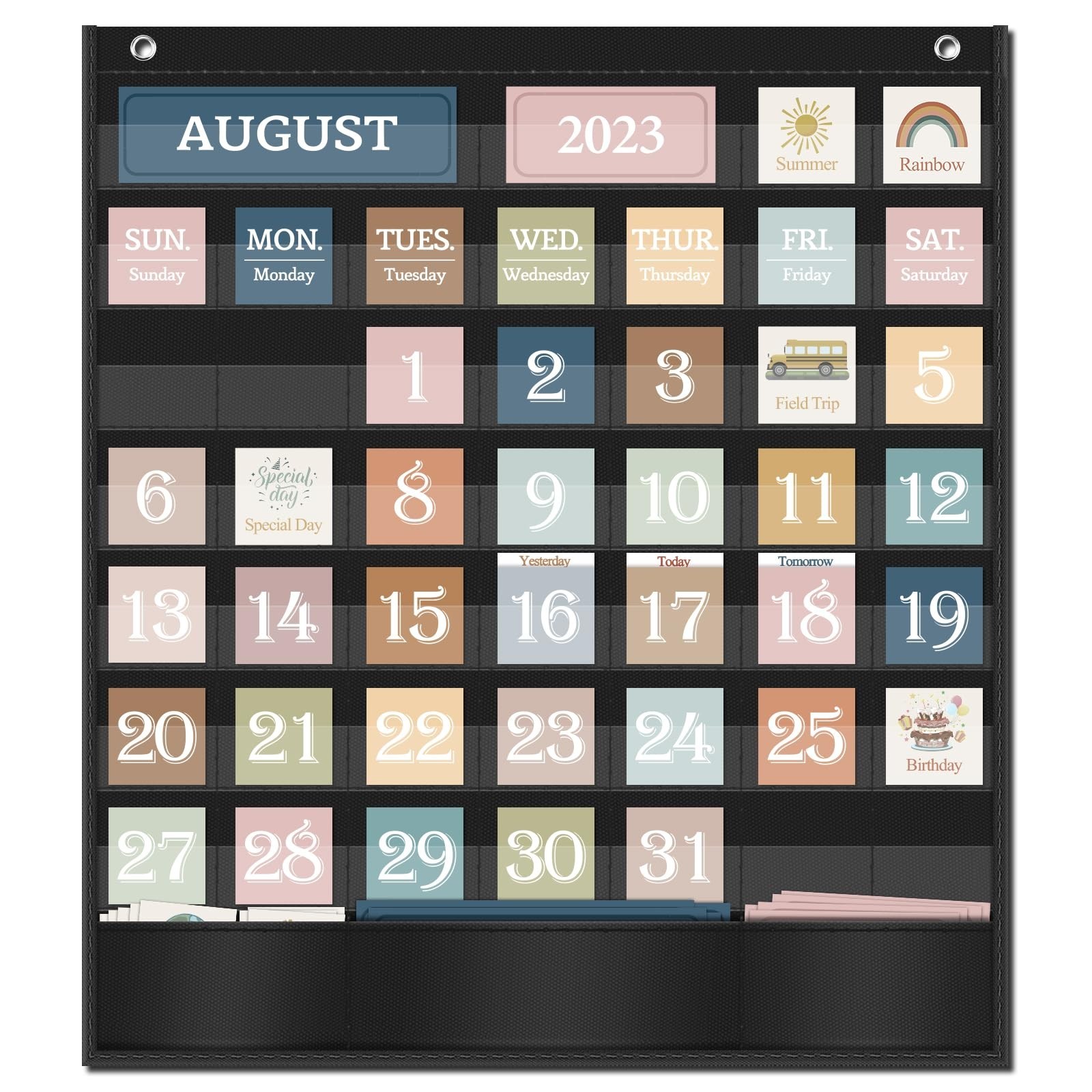 Boho Calendar Pocket Chart for Classroom Cards Add-On School Supplies Teacher…