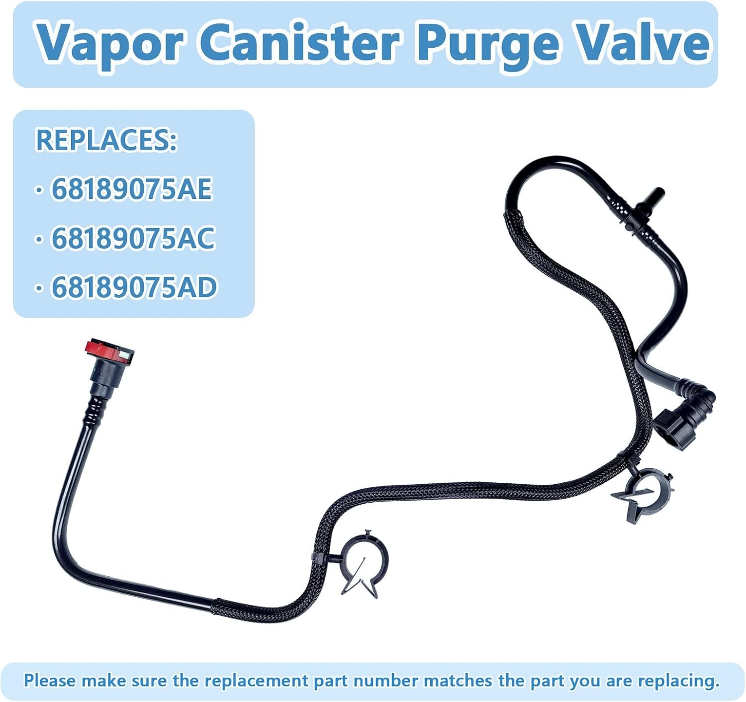 68189075AE Vapor Canister Purge Valve Hose Compatible with 2014 2015 Jeep Grand