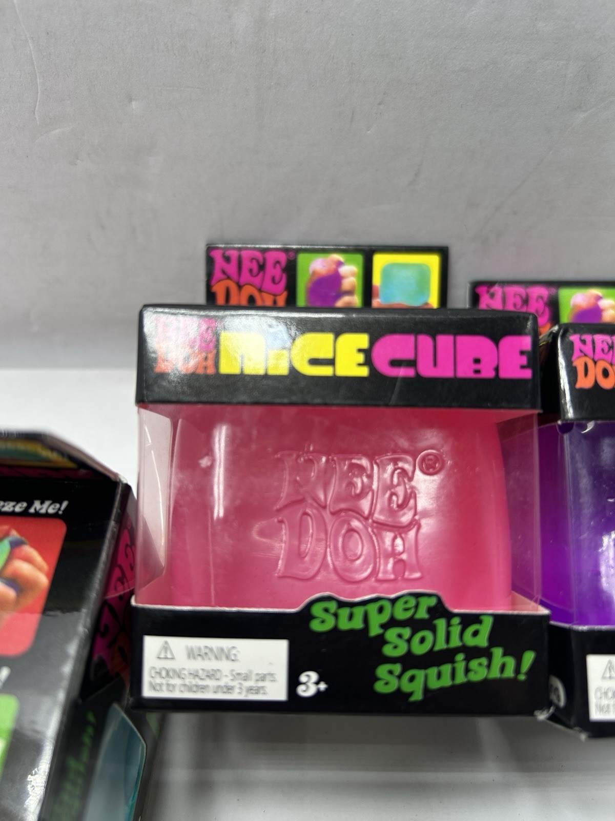 NeeDoh Nice Cube Super Solid Squish! Blue Pink Purple Lot Of 3 New In Boxes