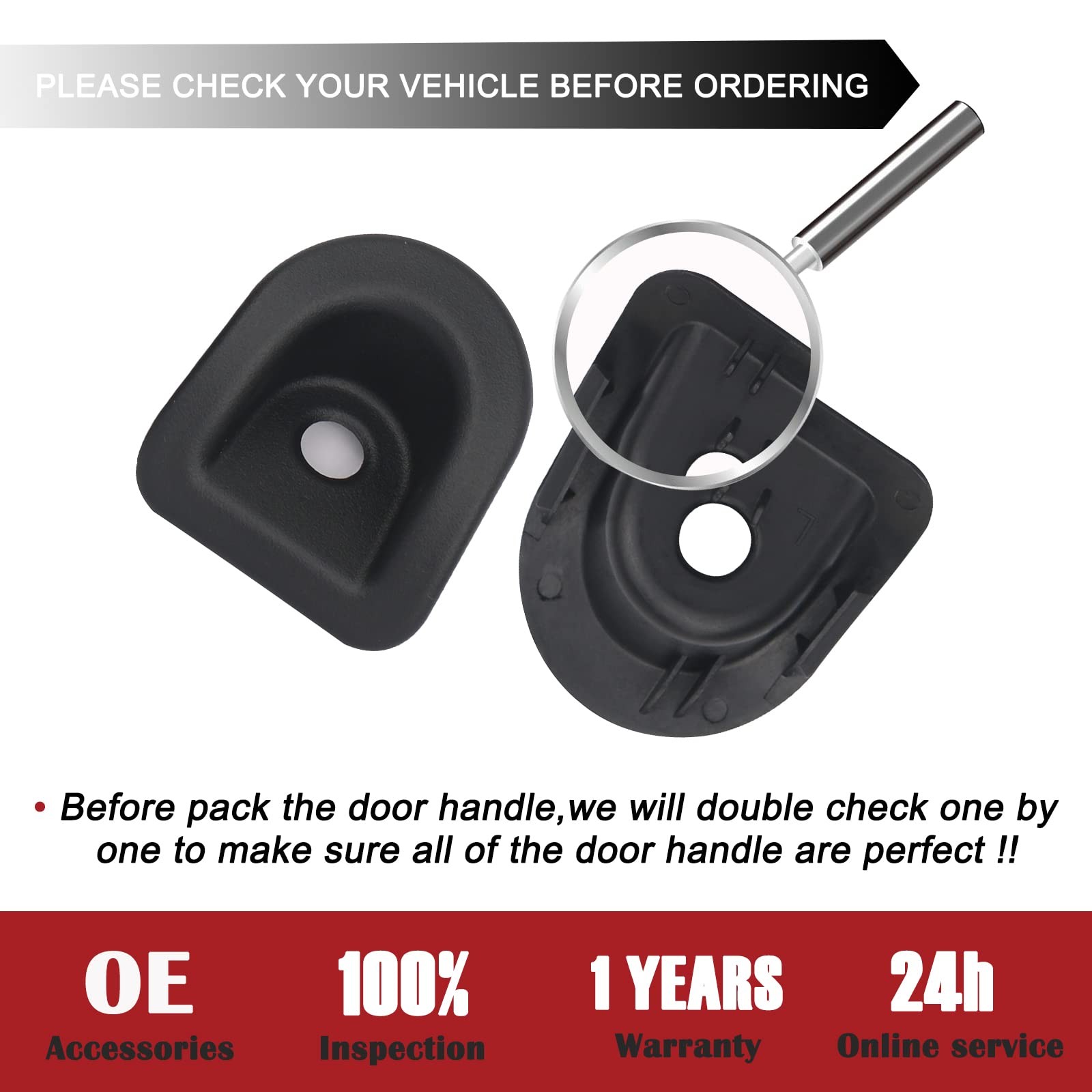 Door Lock Knob Bezel 05-14 Ford Mustang LH RH Black