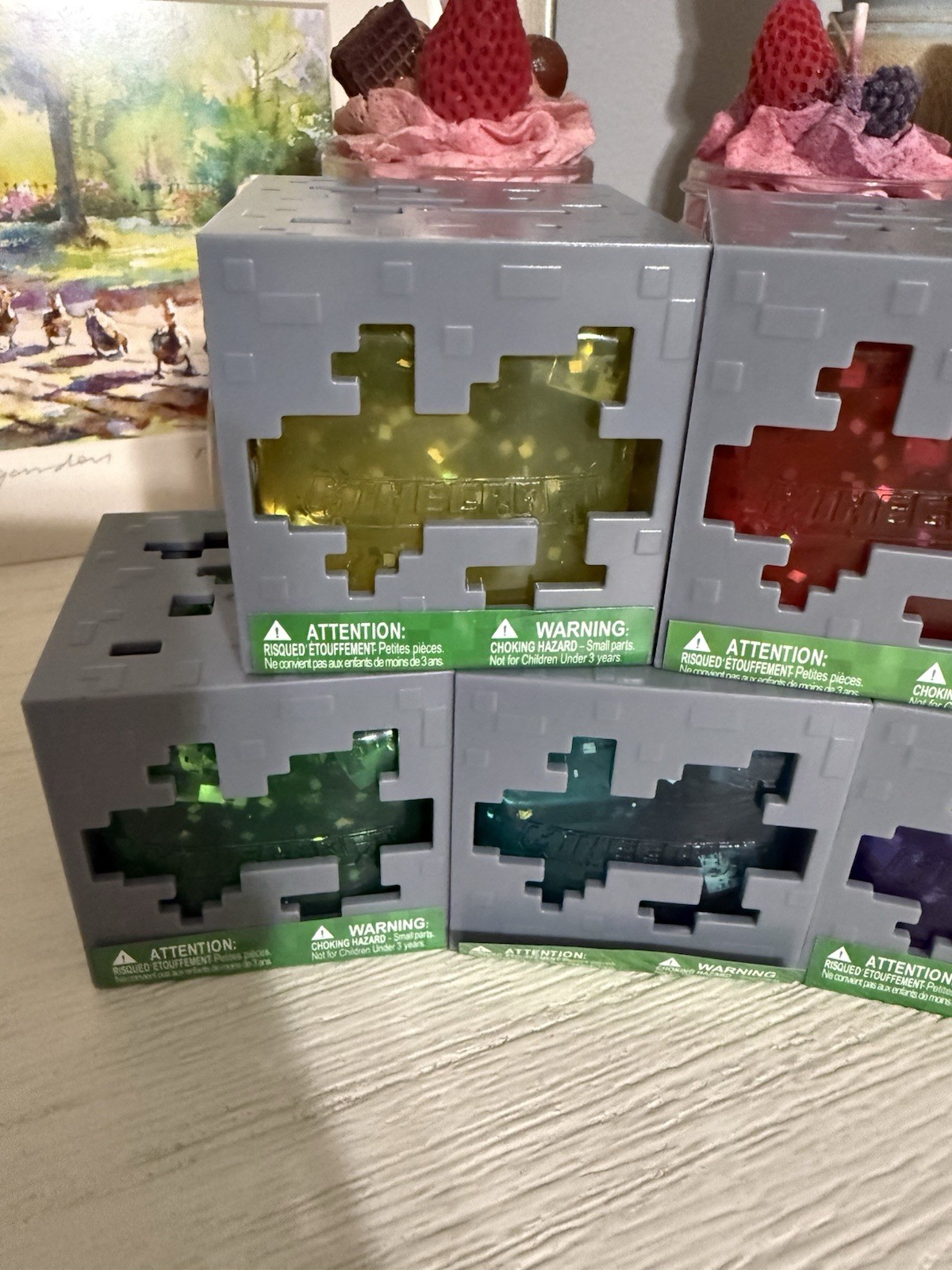 Minecraft Jelly Cubes Complete Full Set Lot of 5 Just Toys Fidget Squishy Toy