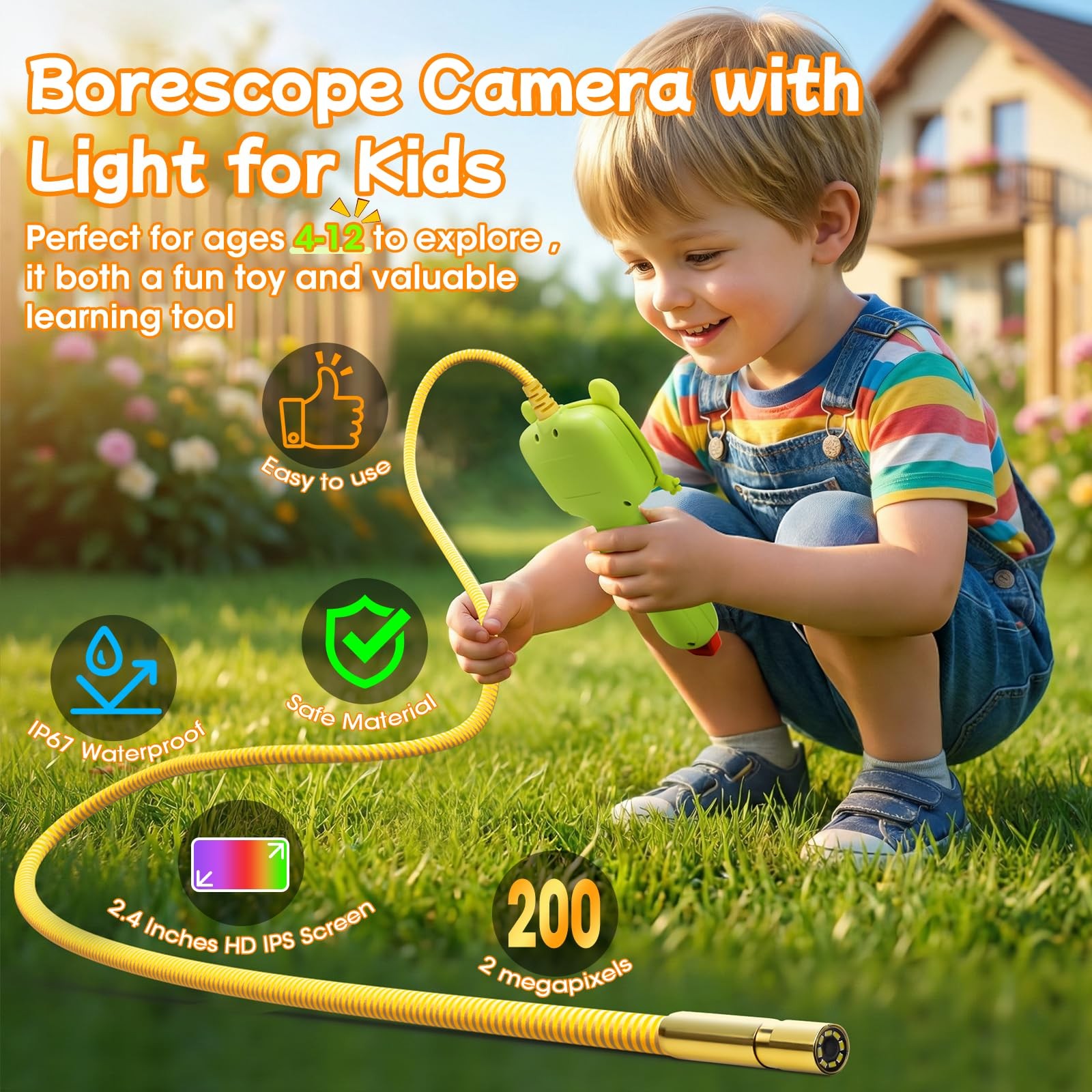 BESTISAN Kids Borescope Camera Toy with Light – STEM Science Green