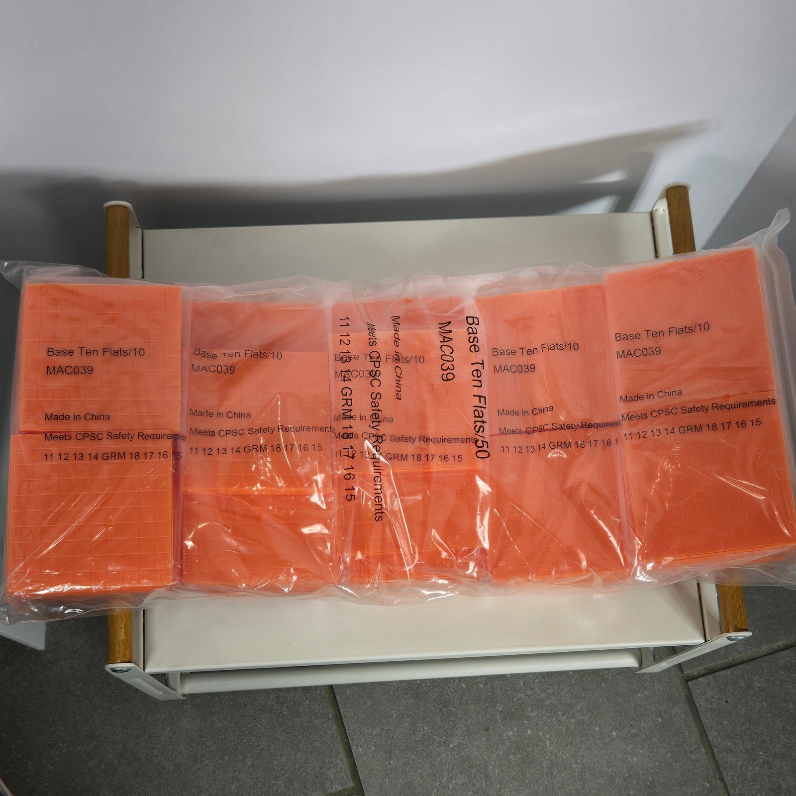 Base Ten Flats 50 Pack Orange Math Manipulatives Place Value MAC039 Bulk Set