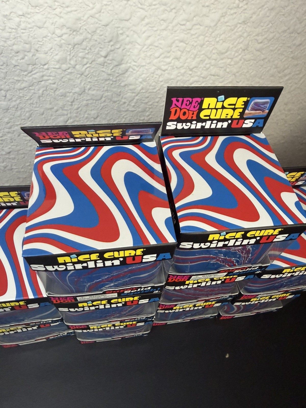 (10) NEEDOH Nice Cube Swirlin’ USA Super Solid Squish Red White Blue Swirl NEW