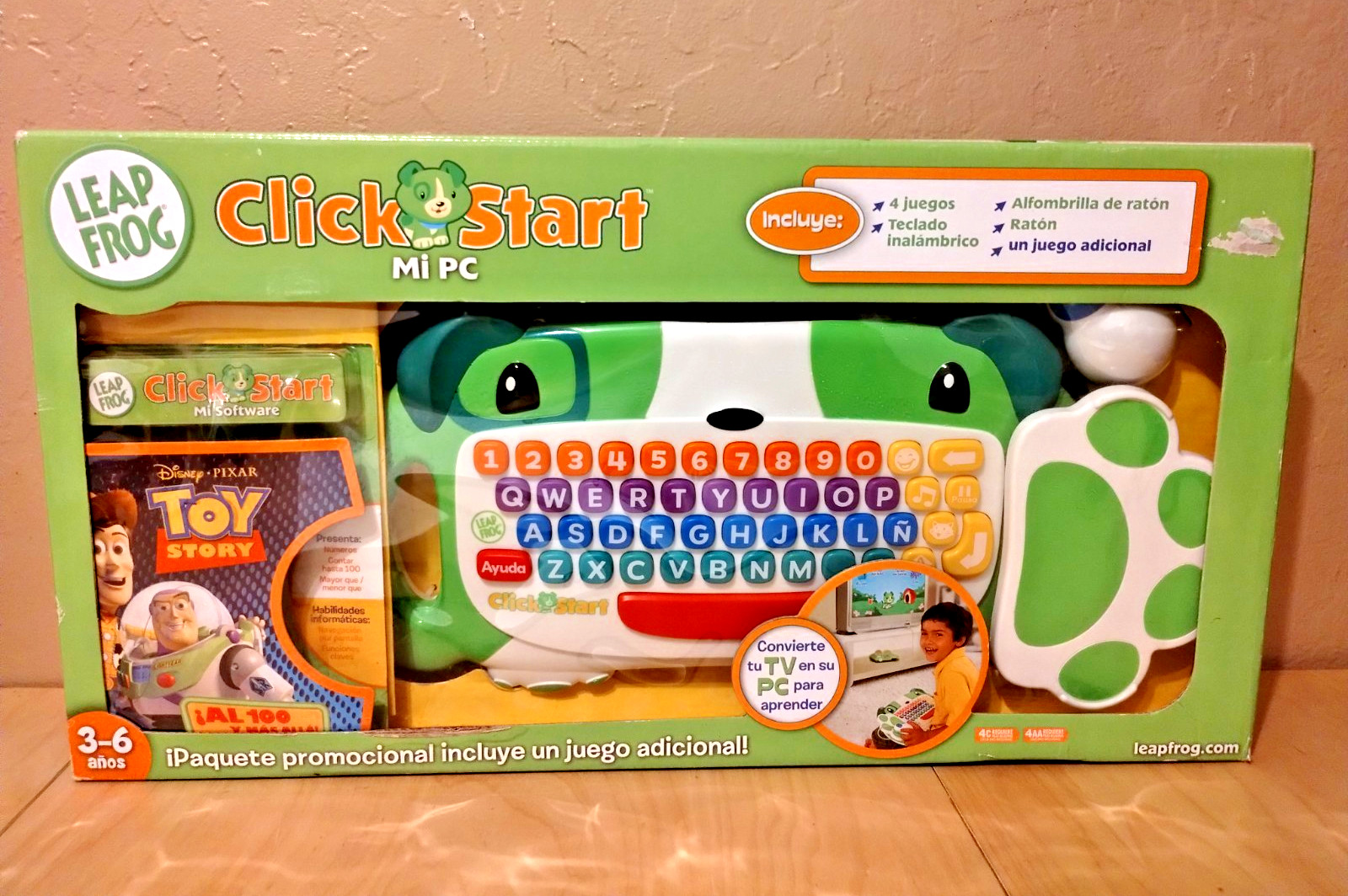 NOS SPANISH LeapFrog Clickstart My First Computer Keyboard & Toy Story Software