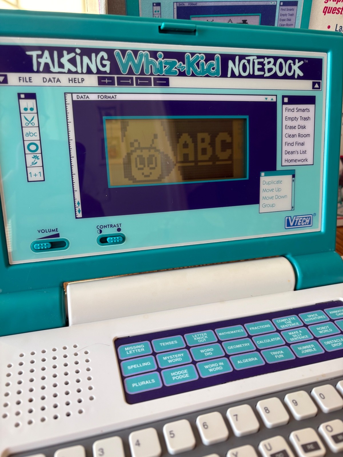 Vtech Talking Whiz Kid Notebook Educational Laptop Vintage 90s WORKS! With box