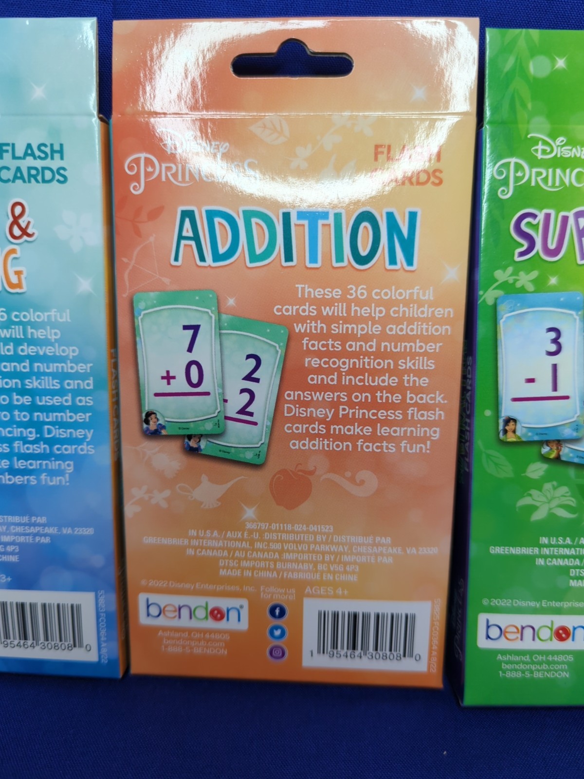 3 Disney Princess Flashcards- Numbers/Counting, Addition, & Subtraction Ages 3+