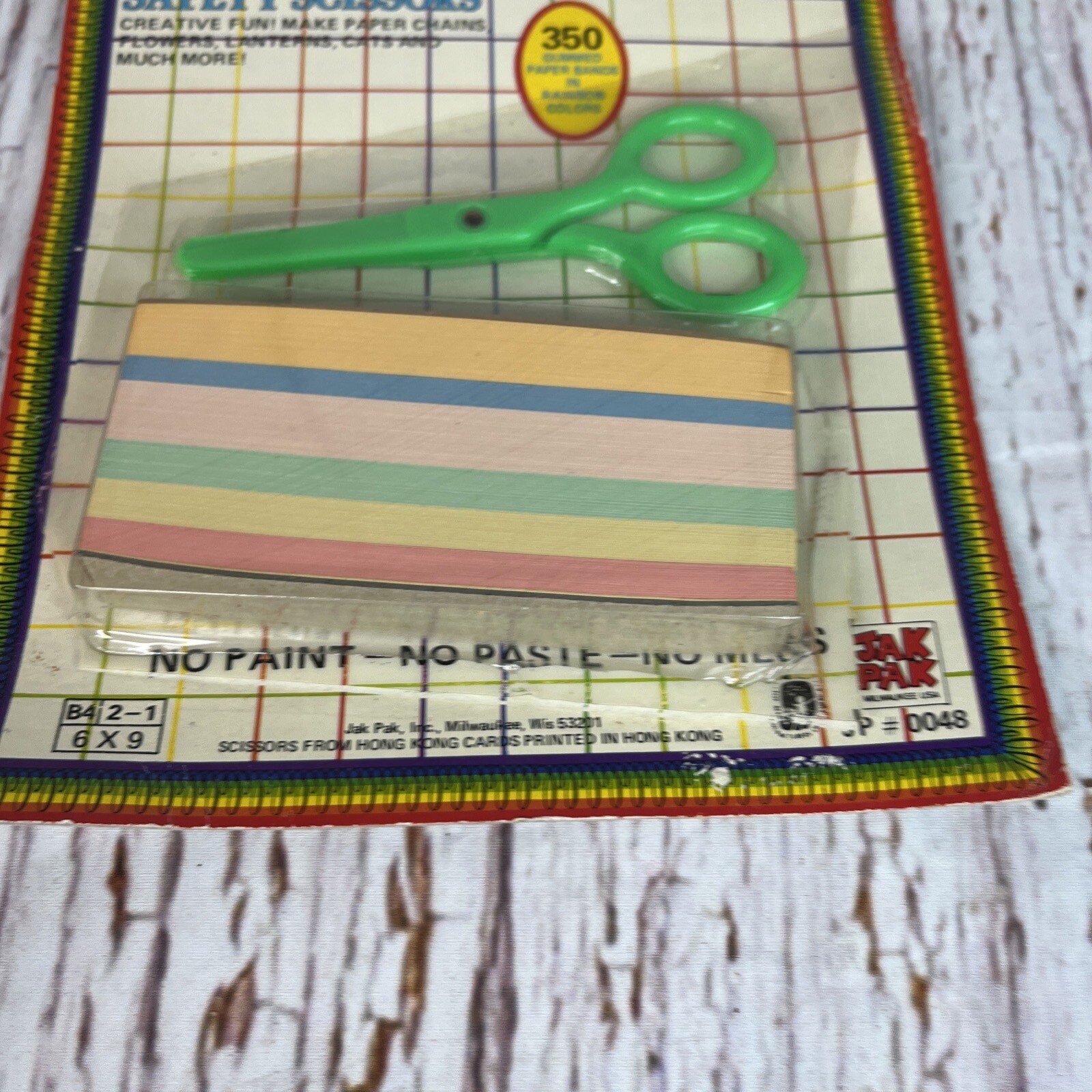 Vtg Kids Sticky Strips & Safety Scissor Set NOS Paper Craft 80s Jax 350 Bands