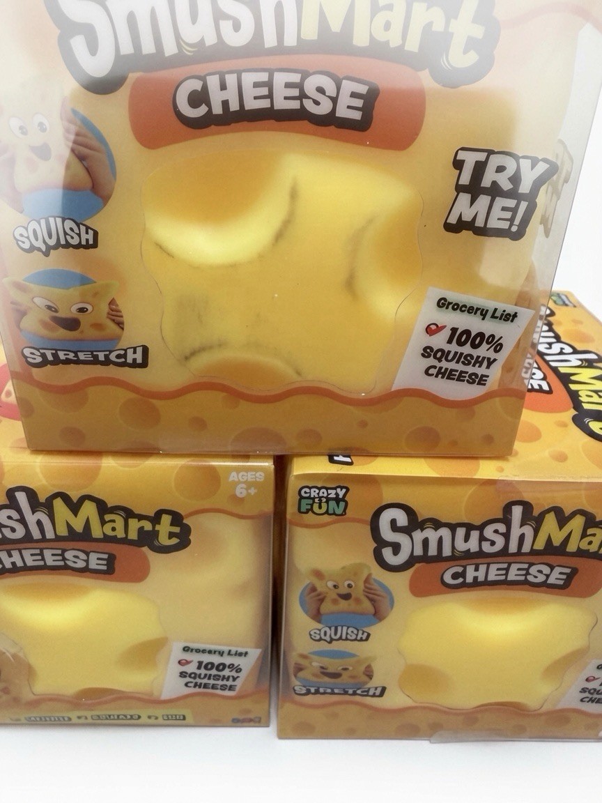 3 Pack SmushMart Cheese Squishy Toys Stretch Squeeze Stress Relief New